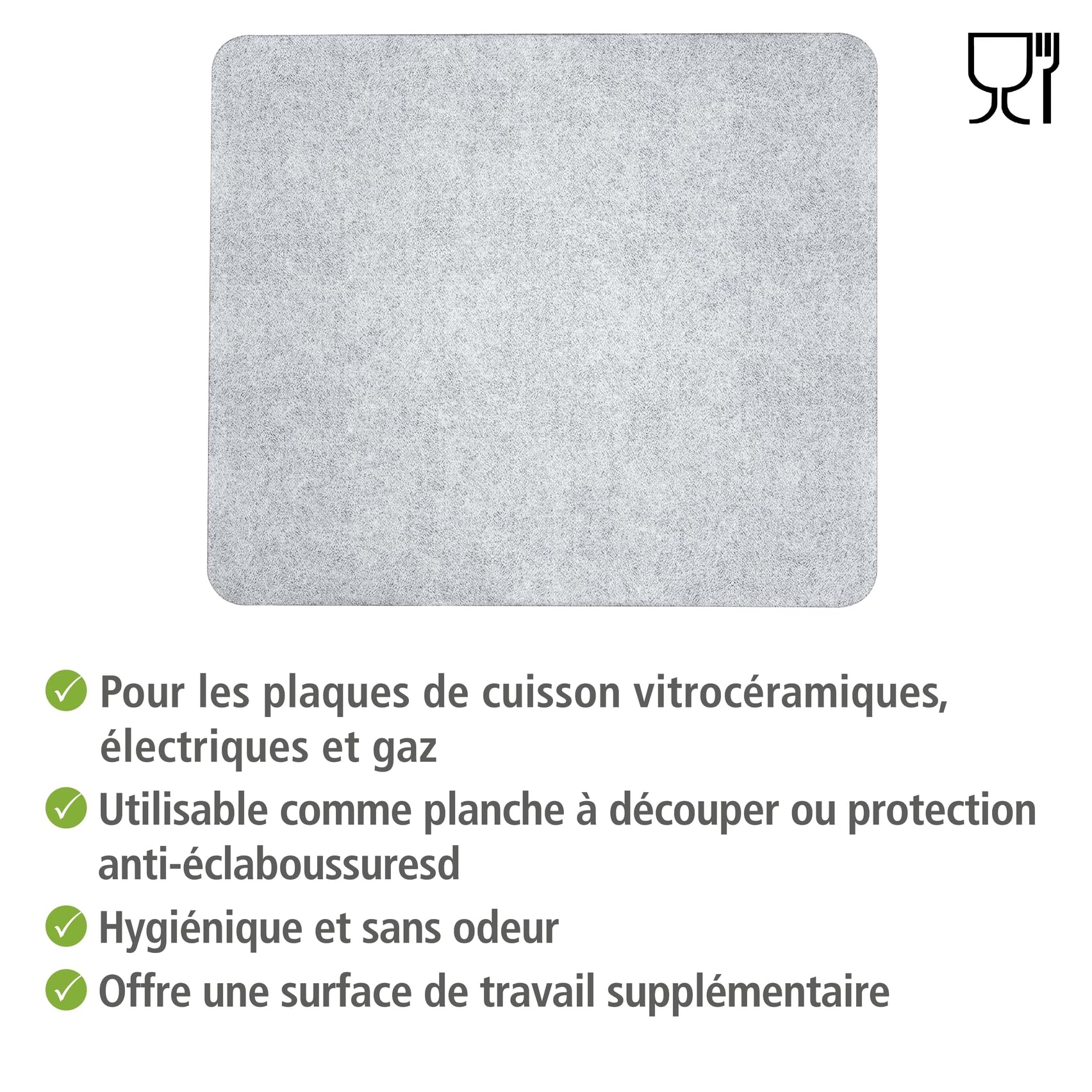 WENKO Protection Plaque de Cuisson, plaque de protection en verre trempé, 3en1