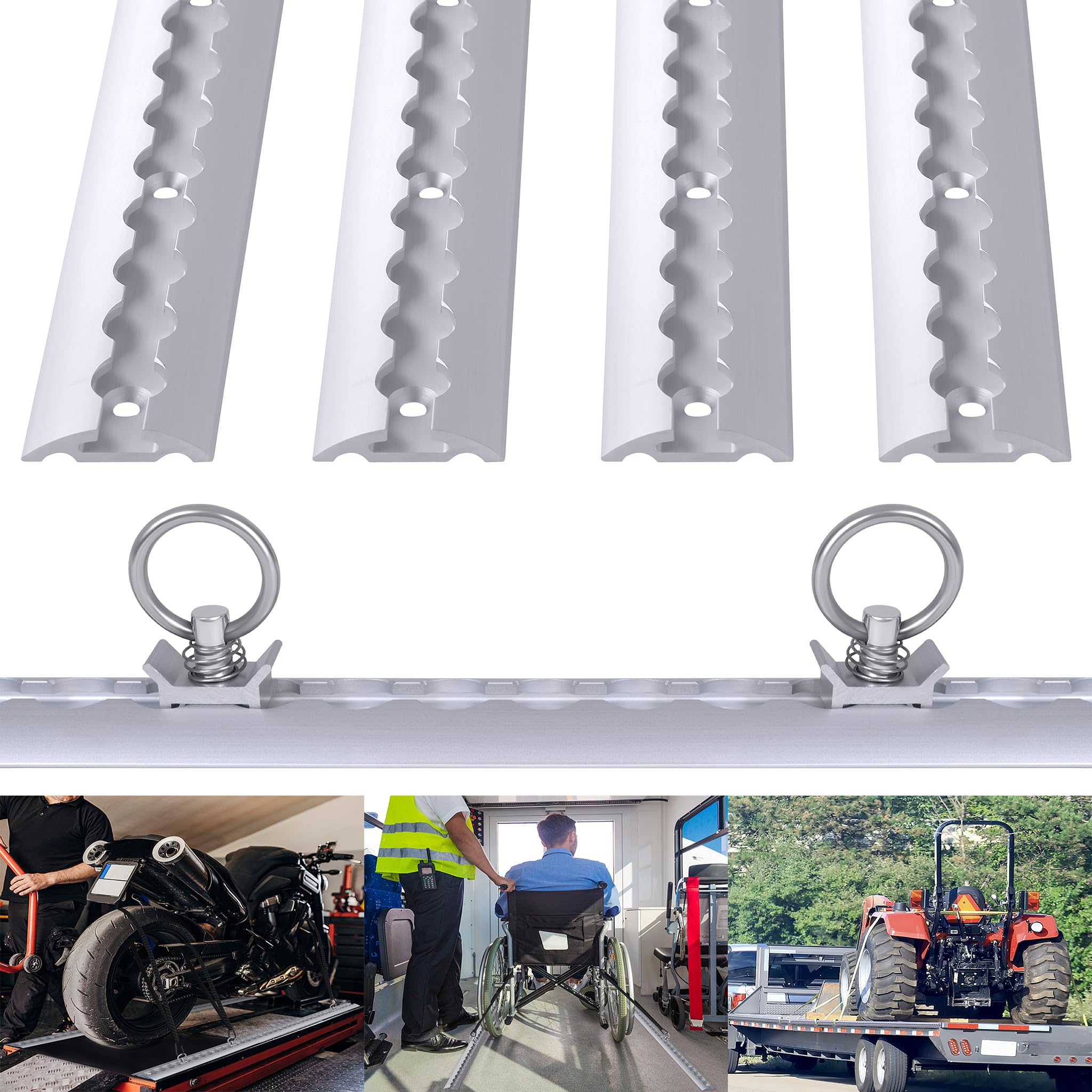 4 x 1m Airlineschiene Set M6 Bohrungen Aluschiene Kederschiene Set Schraubfitting Airlineschiene Ladungssicherung für LKWs mit 10 Zurrösen