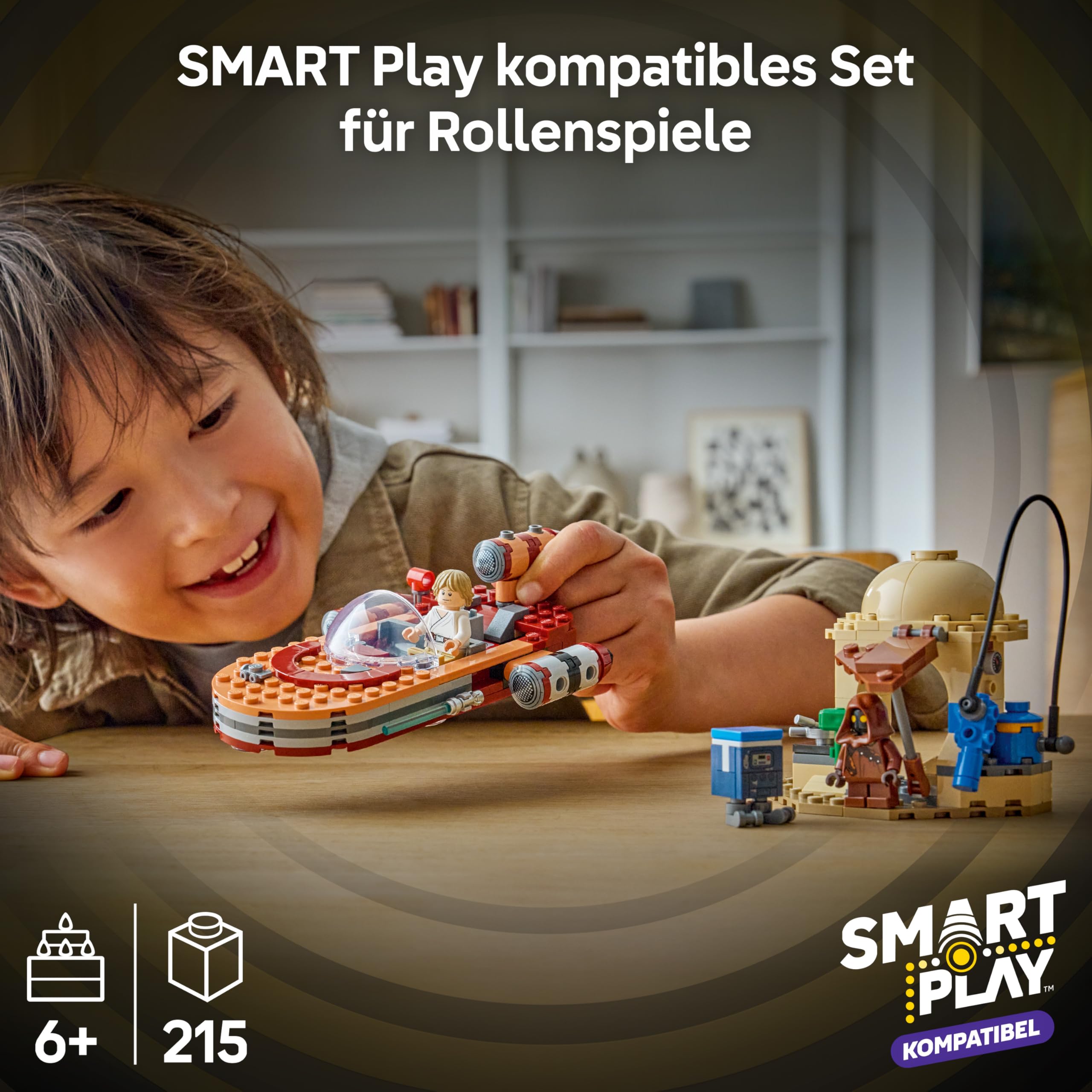 LEGO Star Wars 75420 SMART Play: Lukes Landspeeder - Kompatibles Interaktives Spielzeug inkl. SMART Tag und Luke Skywalker Minifigur - Geschenkidee für Jungen, Mädchen & Erwachsene Fans ab 6 Jahren