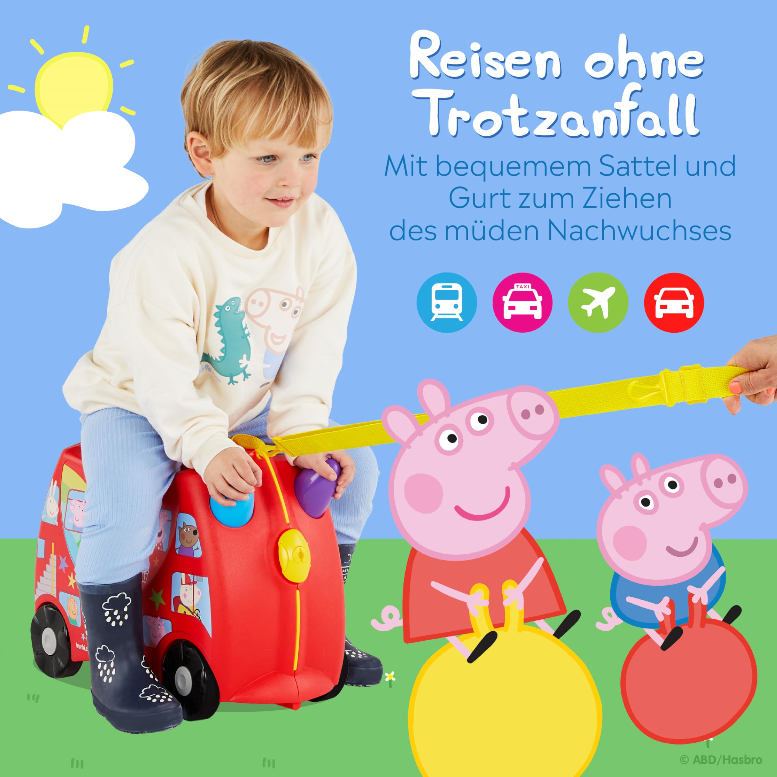 Trunki Originaler Kinderkoffer zum Draufsitzen 18-L Handgepäck Koffer Hartschalen Reisekoffer mit Rollen