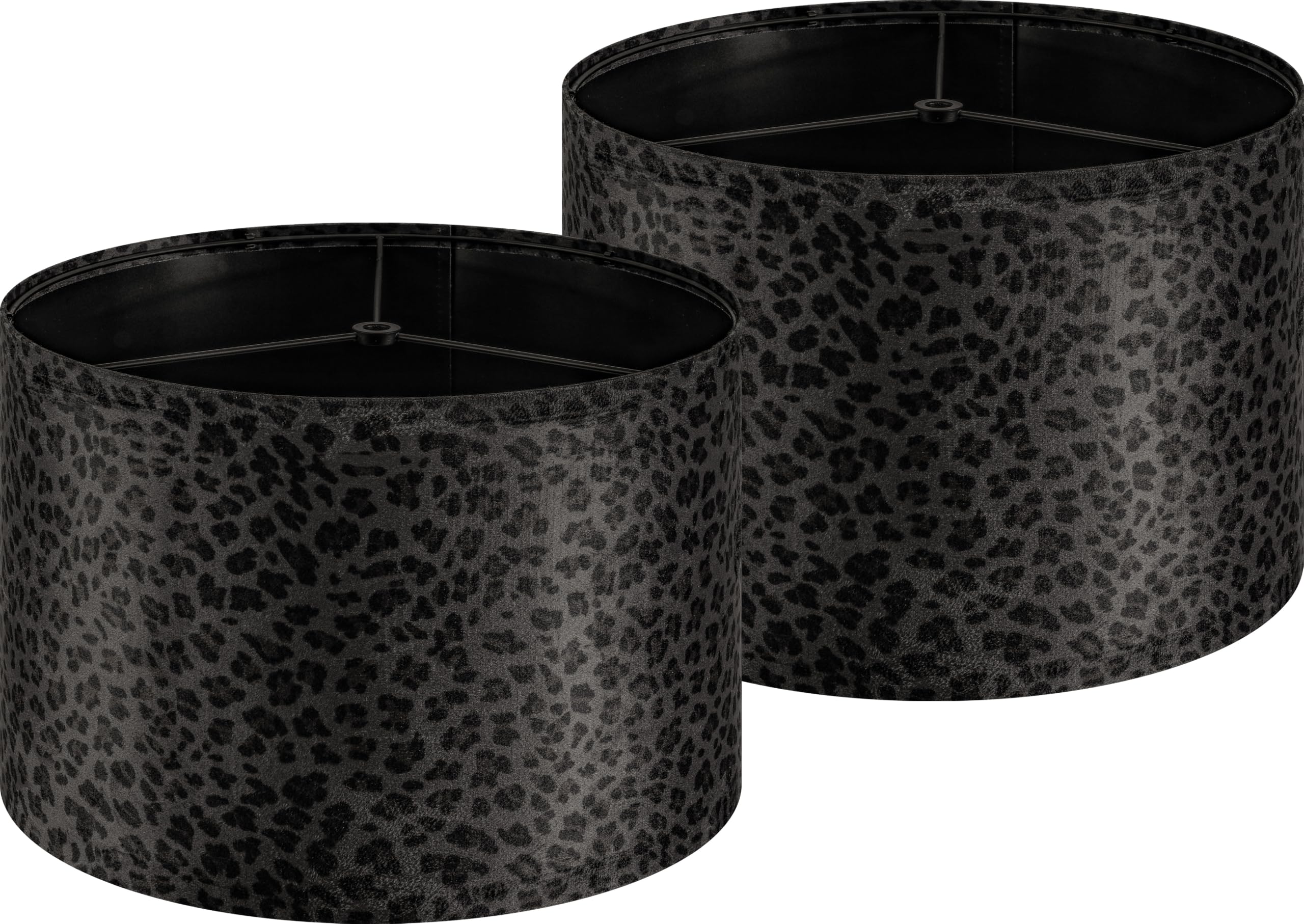 PAPAYA Lamp Shades Set of 2 Black Leopard Drum Shade 13"x13"x9" โ image 1