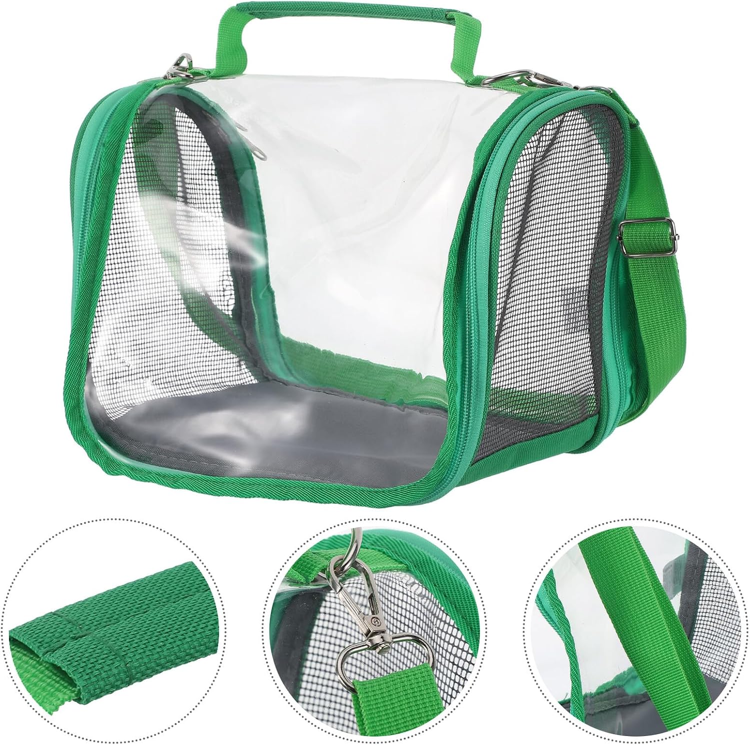 Portable Plastic Birdcage Travel Carrier for Small Birds and Lizards, Lightweight Green Pet Bird Travel Cage with Handle for Outdoor Adventures and Takeout