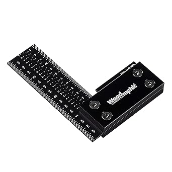 Woodraphic - Precision Right Angle Ruler for Measuring and Marking - Steel and Aluminum Frame Tool for Professional Woodworking Use
