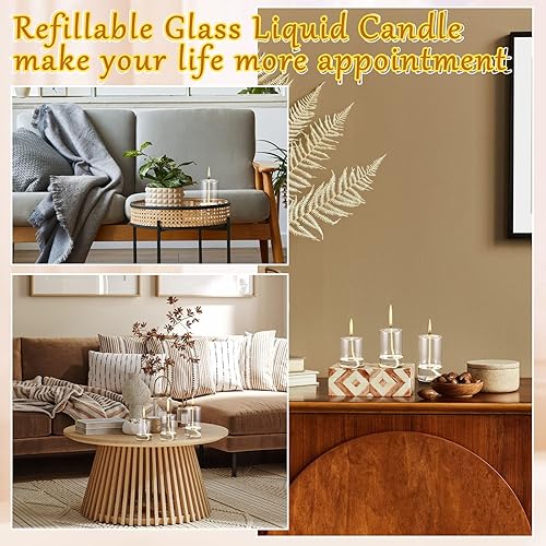 Miniatura 5 de Sumind 3 tarros de vela de vidrio vacíos transparentes, recipientes de vela de aceite, recipientes de vela de aceite, candelabros líquidos, 3