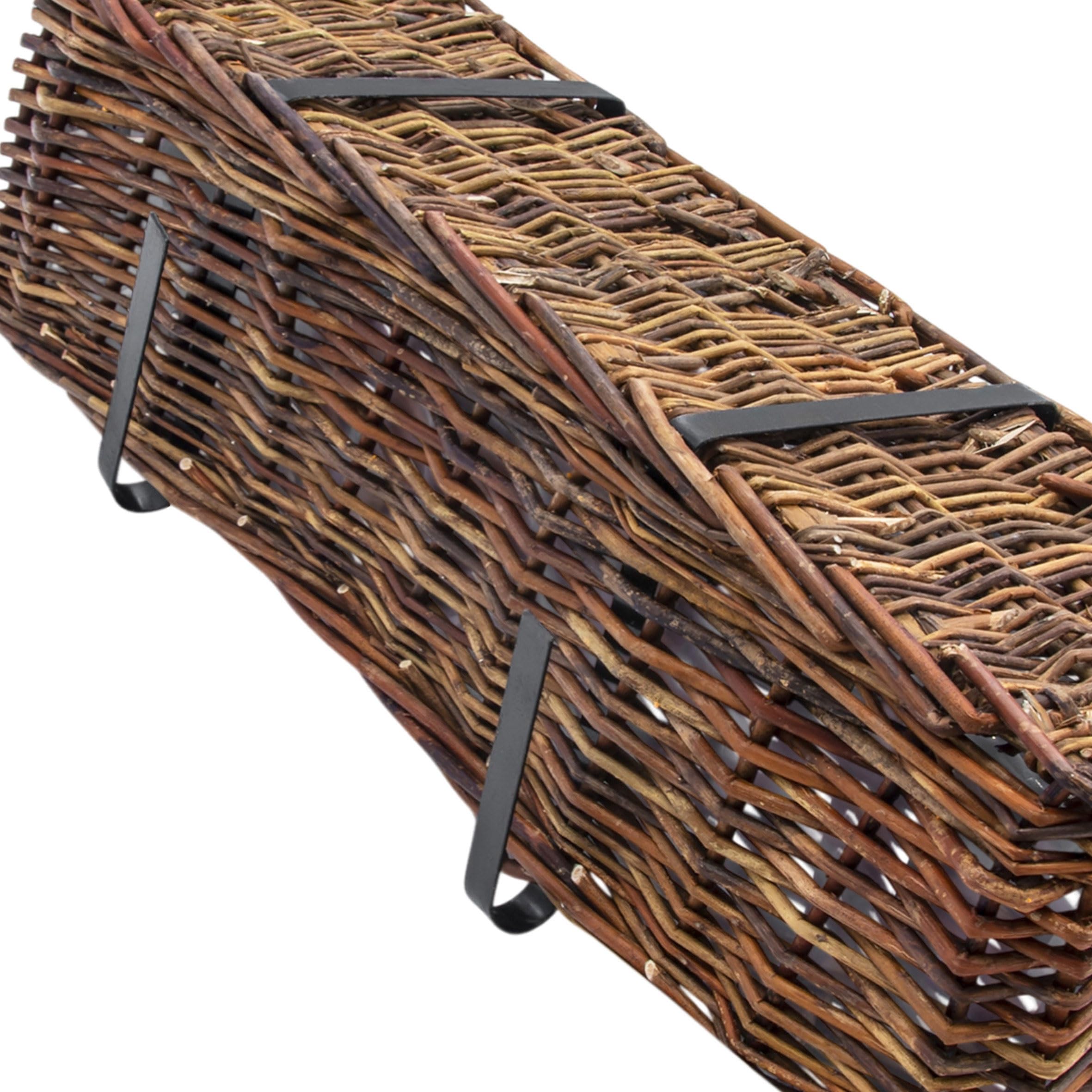 Spetebo Rattan skrzynka balkonowa, zestaw 2 szt., prostokątne, z folią, kolor naturalny, ciemne – 60 x 19 cm – rattanowa skrzynka na kwiaty z zawieszeniem na balustrady do 3,5 cm – skrzynka na rośliny