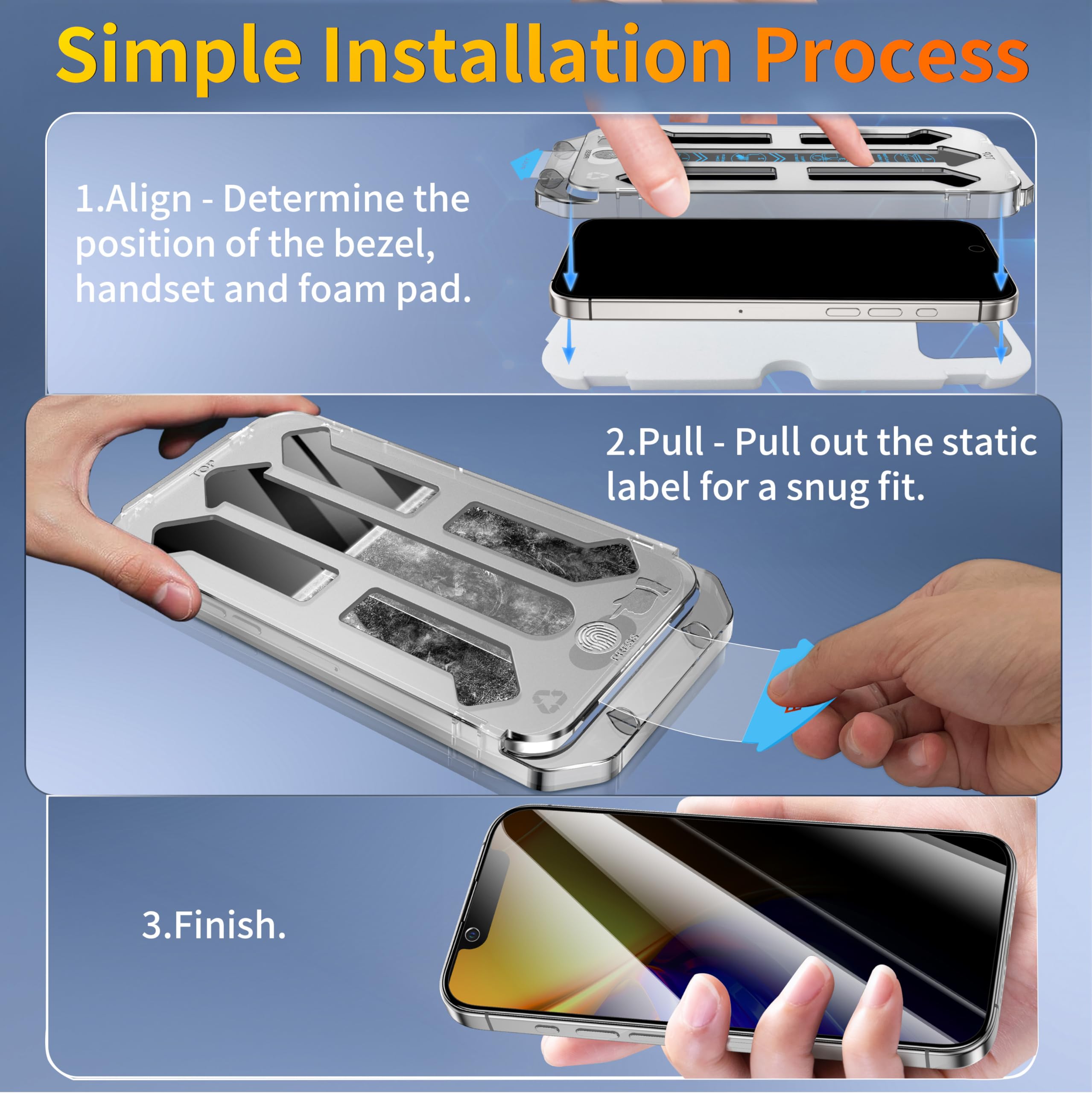 Tentoki 2 Pezzi Privacy Pellicola per iPhone 13 Pro Max / 14 Plus(6.7'), Compatibile con Face ID, Durezza 9H+ Protezione Schermo di Grado Militare, [Con Kit di Installazione Rapida][Senza Bolle]