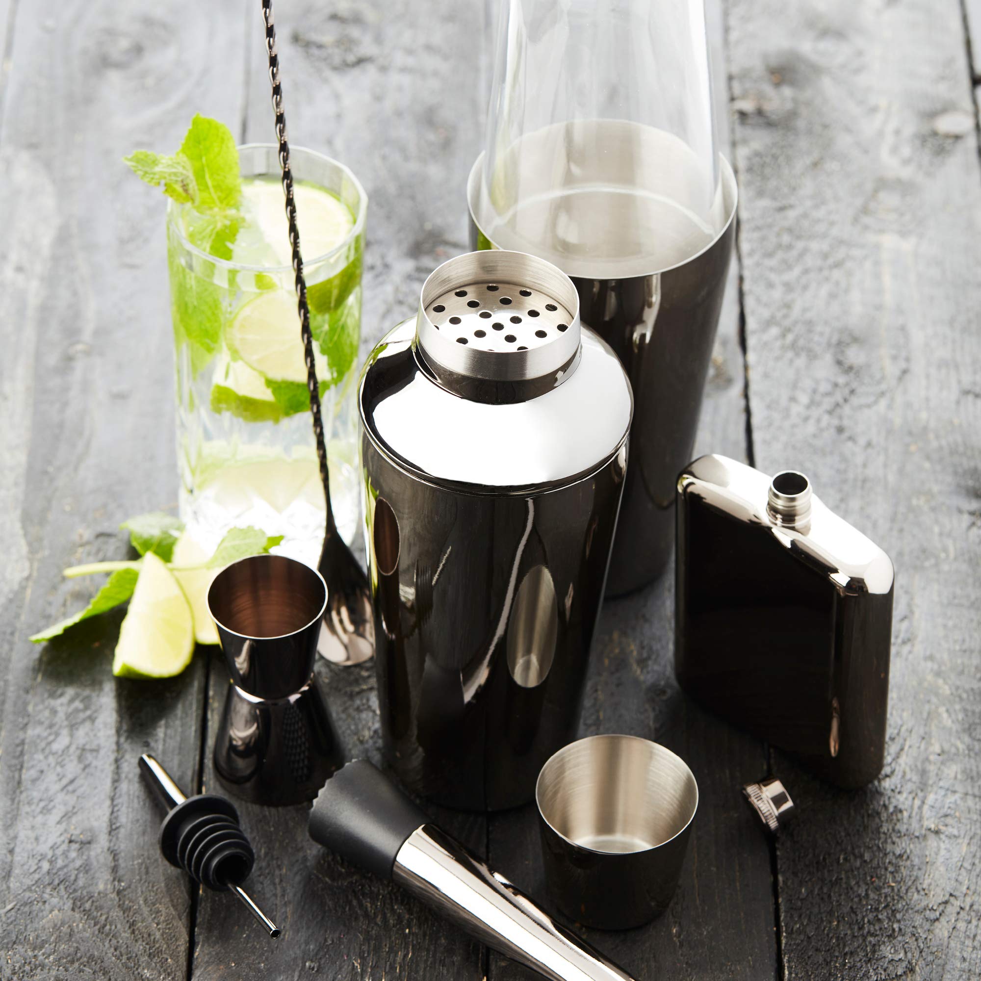 Point-Virgule Shaker Per Cocktail Cobbler In Acciaio Inox 750 Ml - Nero Metallizzato, Set Accessori Barman - 3