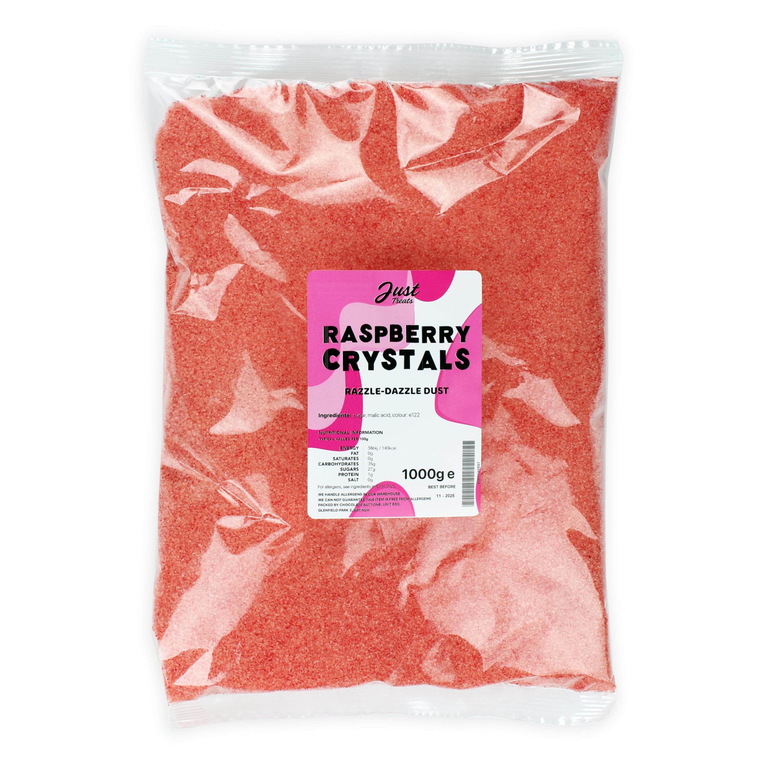 Just Treats Raspberry Crystals (1kg Party Bag)
