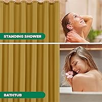 Vista 5 de Biscaynebay - Cortina de ducha de tela de calidad de hotel de 72 x 72 pulgadas, cortinas de baño resistentes al agua doradas, ojales resistentes a