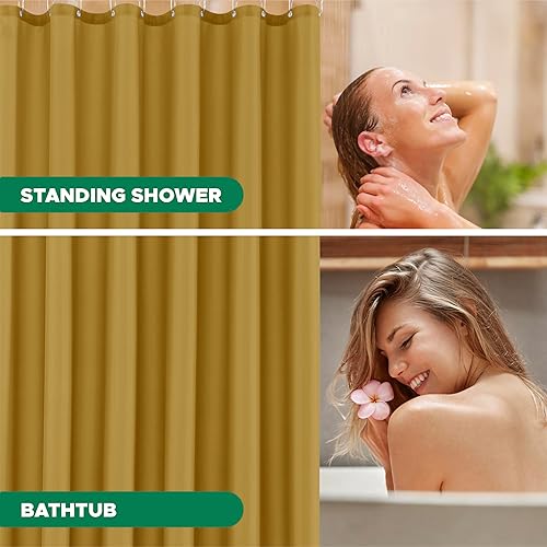 Miniatura 5 de Biscaynebay - Cortina de ducha de tela de calidad de hotel de 72 x 72 pulgadas, cortinas de baño resistentes al agua doradas, ojales resistentes a