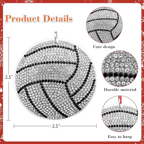 Miniatura 7 de D4DREAM Adorno de voleibol de Navidad de fibra para árbol de Navidad, adorno colgante de automóvil, adornos deportivos de Navidad para niños, niños,