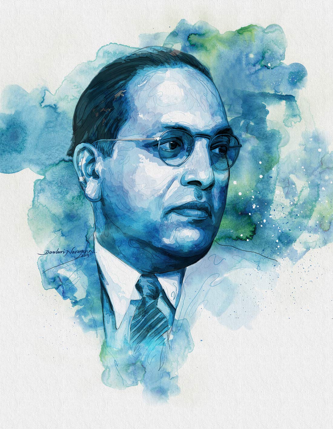 DN Art Dr B R Ambedkar Portrait Unframed Canvas Print Rolled (42x54