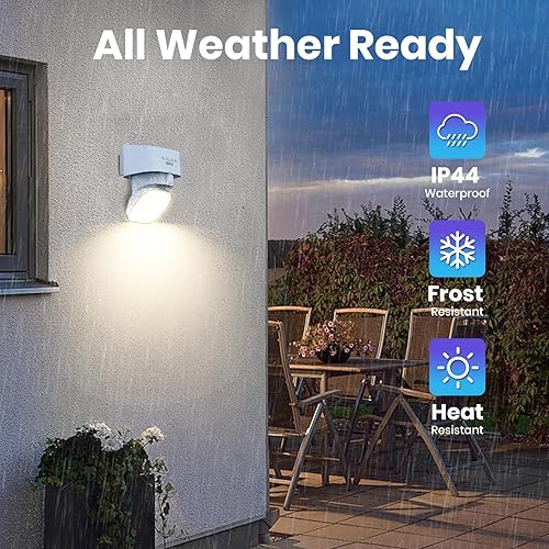 Miniatura 6 de Luz solar de pared para exteriores, doble CCT 3000K 4000K iluminación solar de seguridad, cabeza ajustable de 180, sensor de movimiento solar de luz