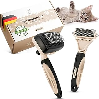 Pretty Paw ® Profi Katzenbürste Set I Katzen Pflege Set - 100% Hygiene & Komfort Dank gerundeter Massageborsten I Bürste für die optimale Kurzhaar & Langhaar I Unterfellbürste product image