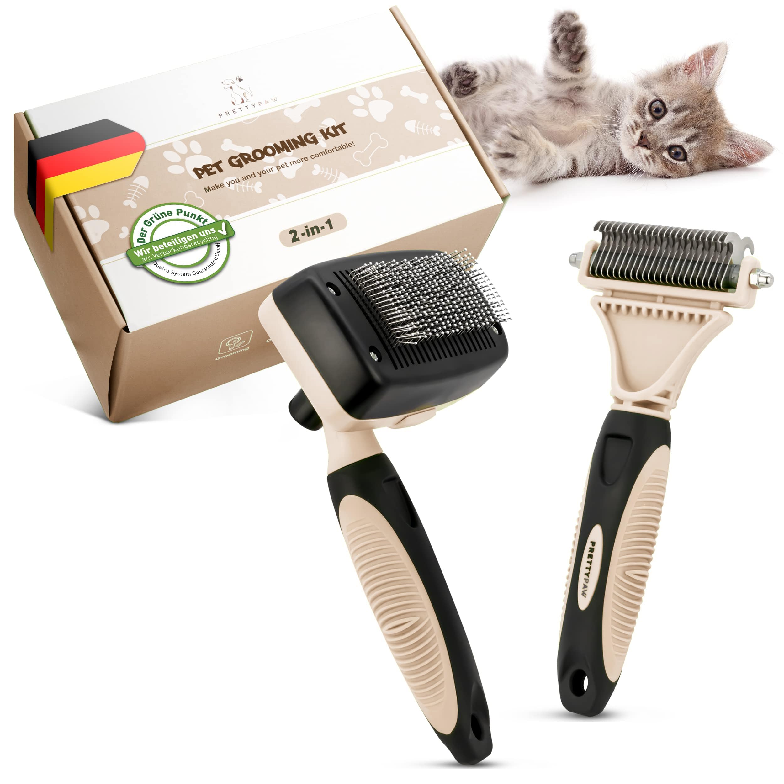 PRETTYPAW Profi Katzenbürste Set