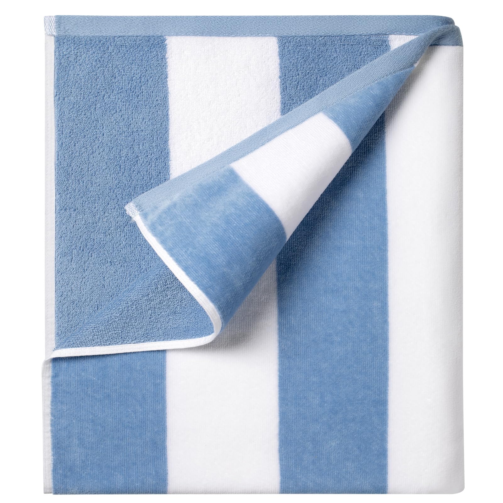 Telo mare oversize in cotone, 89 x 188 cm, asciugamano da piscina di grandi dimensioni, a righe, morbido telo da bagno cabana (blu)