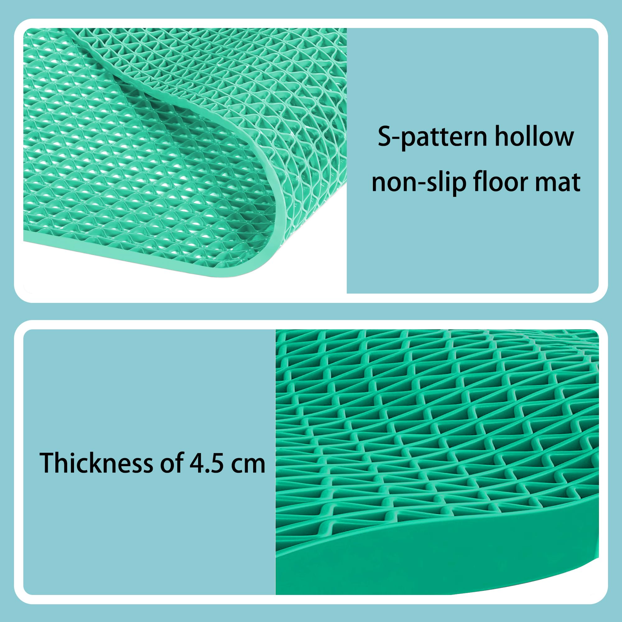 Tappetino Antiscivolo in PVC 130 x 160 cm Antiscivolo Tappetino di Drenaggio in PVC Antimuffa per Ambienti Umidi, Piscina, Lavanderia, Verde