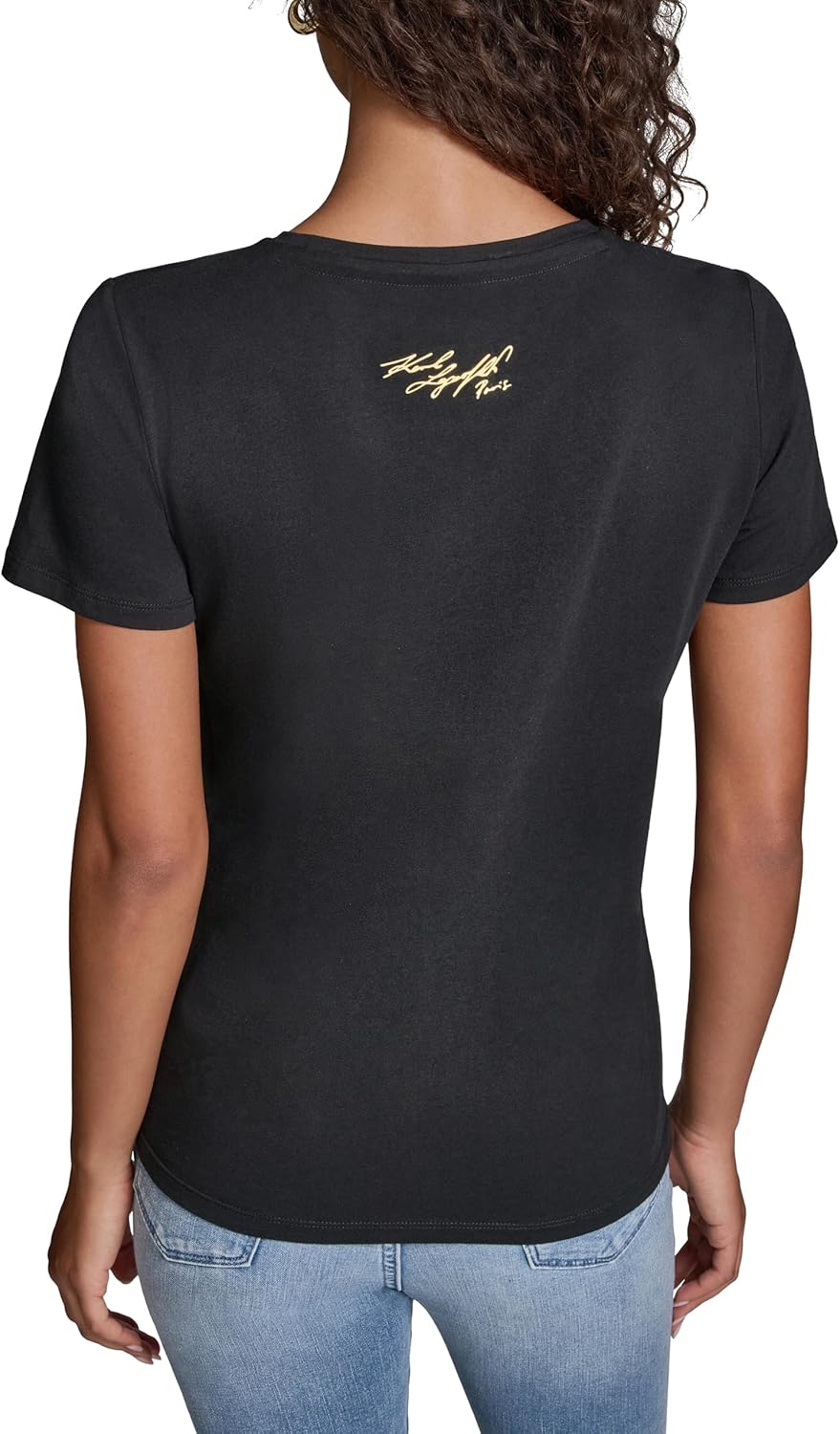Karl Lagerfeld Women's Logo Bonjour Jeweled Whimsical T-Shirt