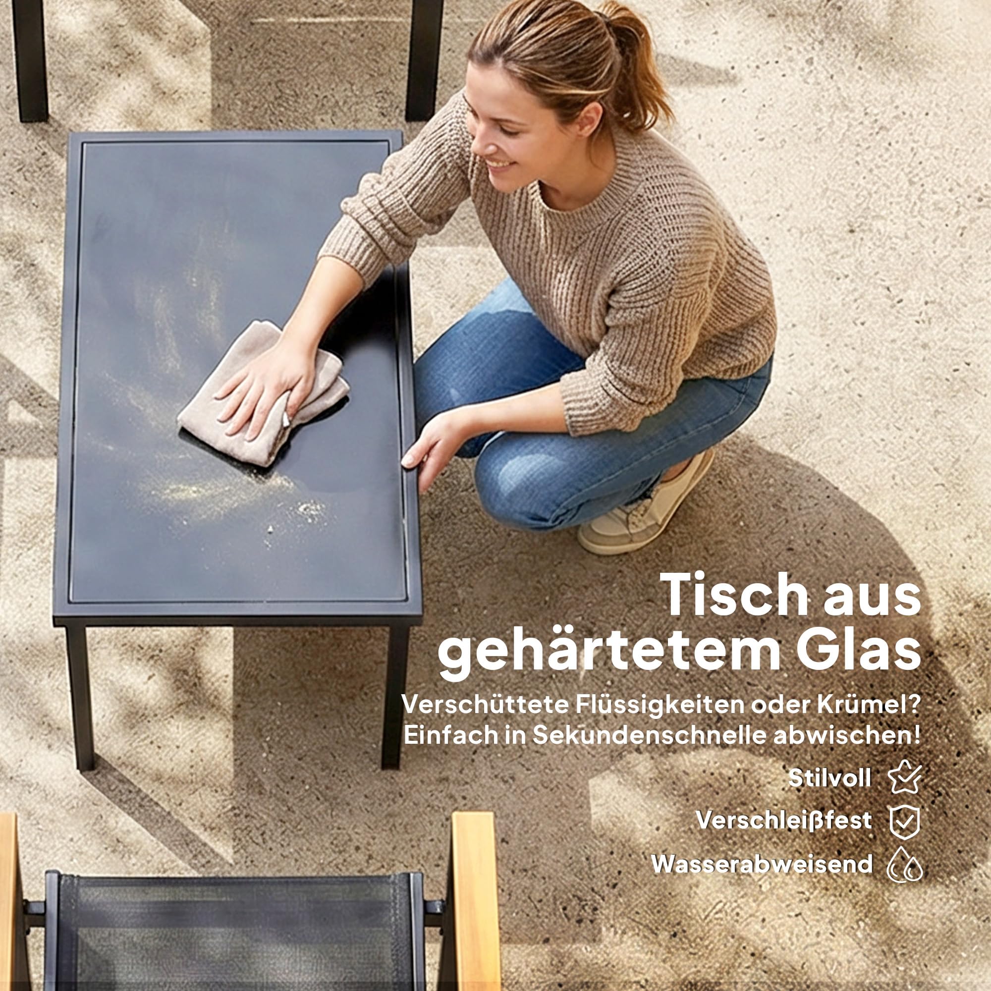 Outsunny Gartenmöbel Set Stahl für 4 Personen mit 2er Sofa Stuhl Schwarz | Sitzgruppe, Gartenlounge, Beistelltisch, Outdoor Balkonmöbel-Set, Terrassenmöbel, für Garten Balkon
