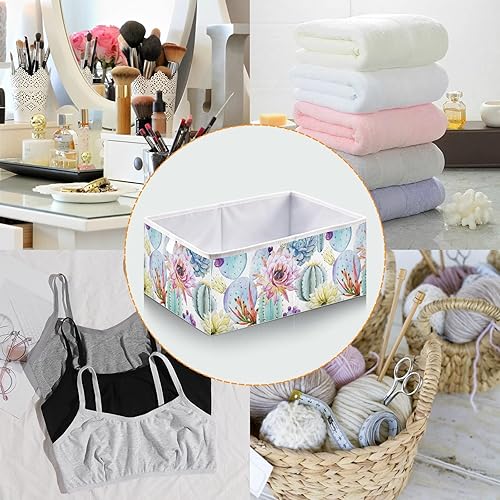 Miniatura 5 de Contenedores de almacenamiento plegables en acuarela de cactus, flores, canastas de almacenamiento impermeables para juguetes para niños, juguetes,