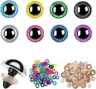 160pcs 12mm Safety Eyes for Amigurumi Glitter Plastic Safety Eyes for Crochet with Washers Craft Crochet Eyes Doll Eyes for Plush Stuffed Animals DIY Halloween Decorations(12mm Colorful)