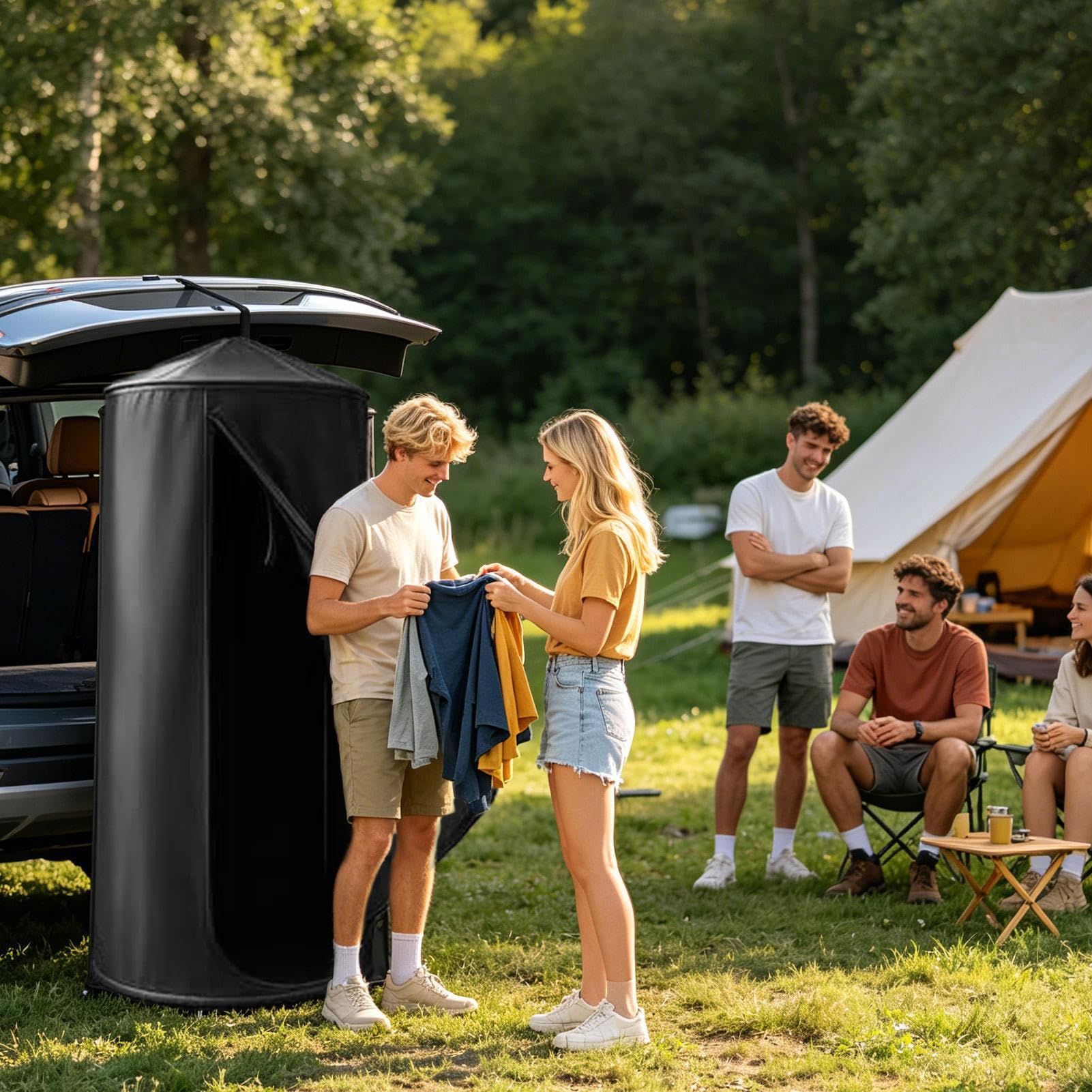 Tenda per spogliatoio portatile, privacy immediatamente utilizzabile grazie