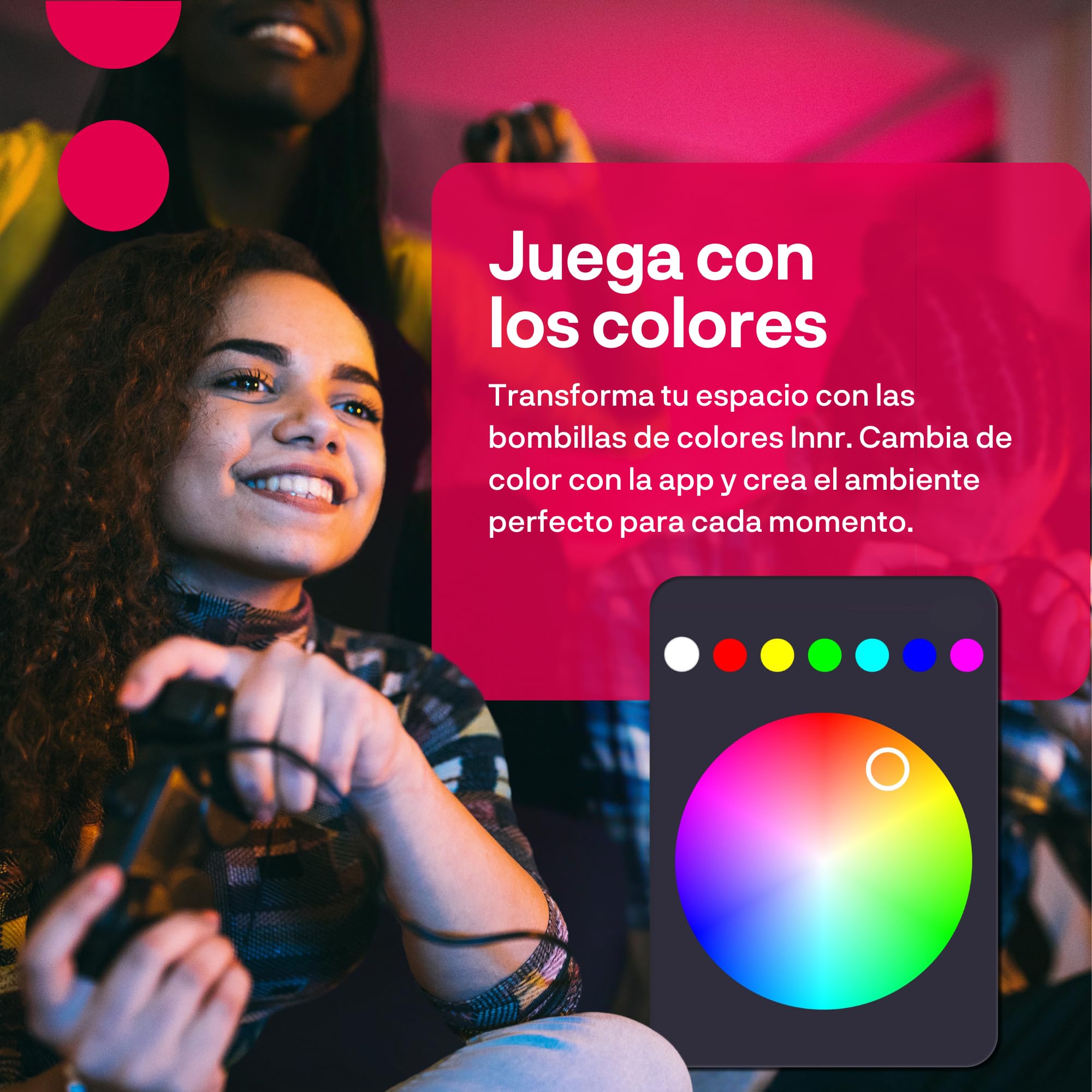 innr Bombilla Inteligente E27, Zigbee, Funciona con Hue* y Alexa (requiere puente), Luz LED Blanca y Colores, Lámpara RGB, Regulable, 880 Lúmenes - 4 piezas