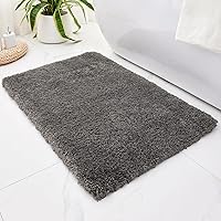 Vista 201 de Alfombra de inodoro blanca 22x24, antideslizante, esponjosa, alfombra de piso para baño en forma de U, lavable, alfombra de contorno para inodoro