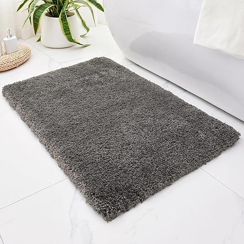 Miniatura 201 de Alfombra de inodoro blanca 22x24, antideslizante, esponjosa, alfombra de piso para baño en forma de U, lavable, alfombra de contorno para inodoro