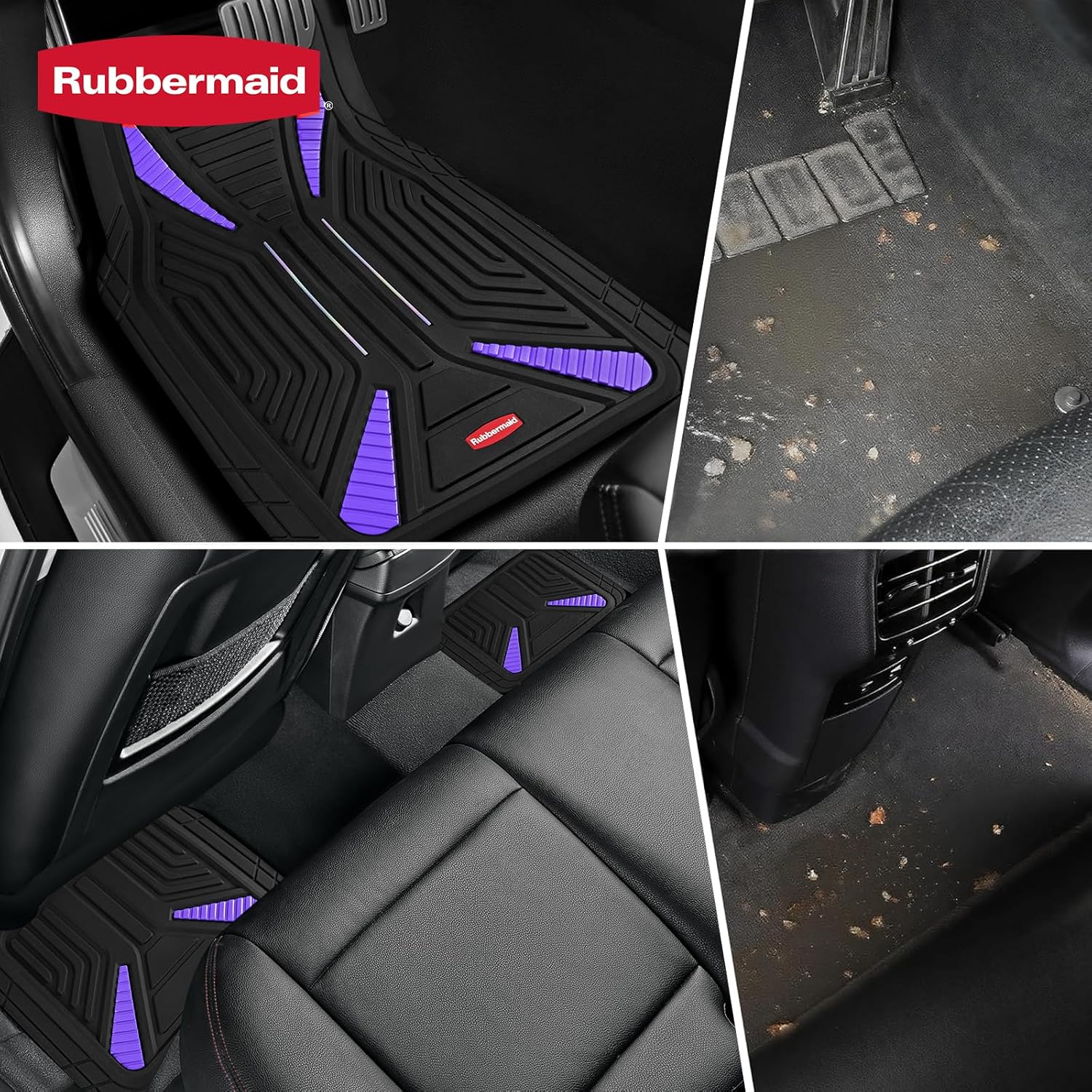 Rubbermaid Car Mat Full Set, Universal Trim-to-Fit Heavy-Duty Car Floor Mats – 4-Piece Set for All Weather Protection – Durable Rubber Mat for Cars, Trucks, SUVs & Vans-Purple - Image 7