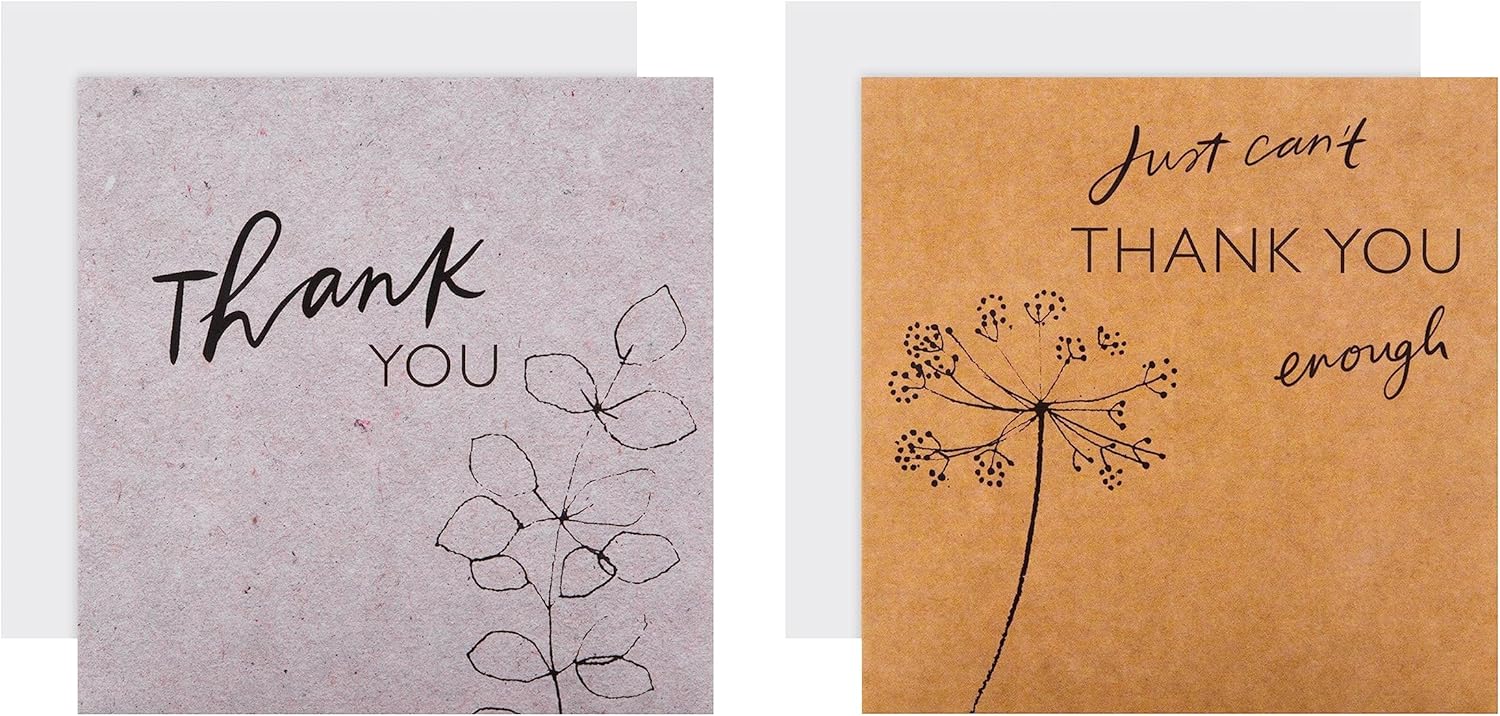 Hallmark Thank You Cards - Pack of 10 in 2 Classic Designs, Grey & Brown,25566740