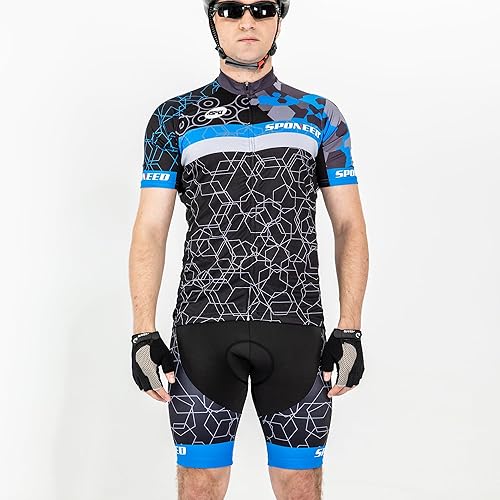 Miniatura 6 de Sponeed, suéter de ciclismo, mallas cortas con almohadilla, respirable, ciclismo, hombres.