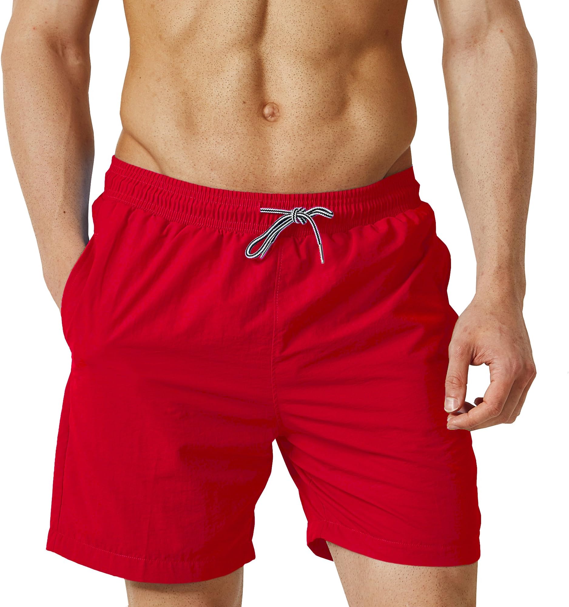 Dyorigin Boardshorts for Men Quick Dry Men's Swim Trunks with Mesh Lining (Red, XXL)