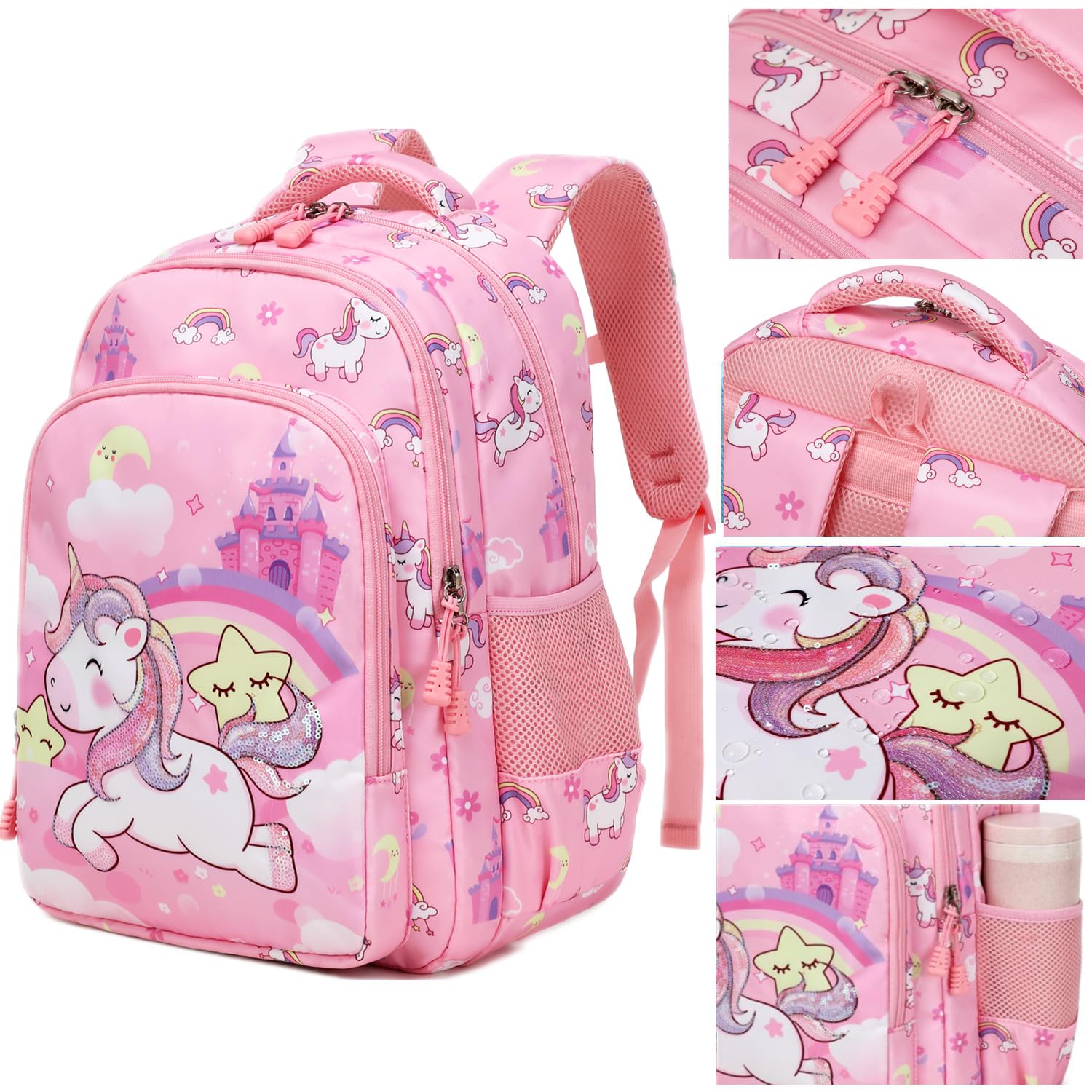 Jumpopack Plecak szkolny dla dziewcząt, dla nastolatków, dziewcząt, tornister, zestaw dla dzieci, tęczowy różowy, Plecak dziecięcy