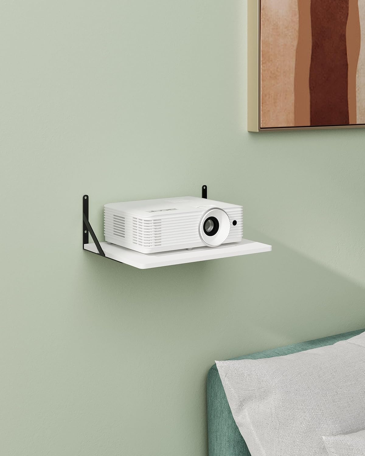 Black White Small Mini Projector Shelf for Wall, Cable Box / Router Shelf,Floating Projector Mount, Holder Stand Accessories