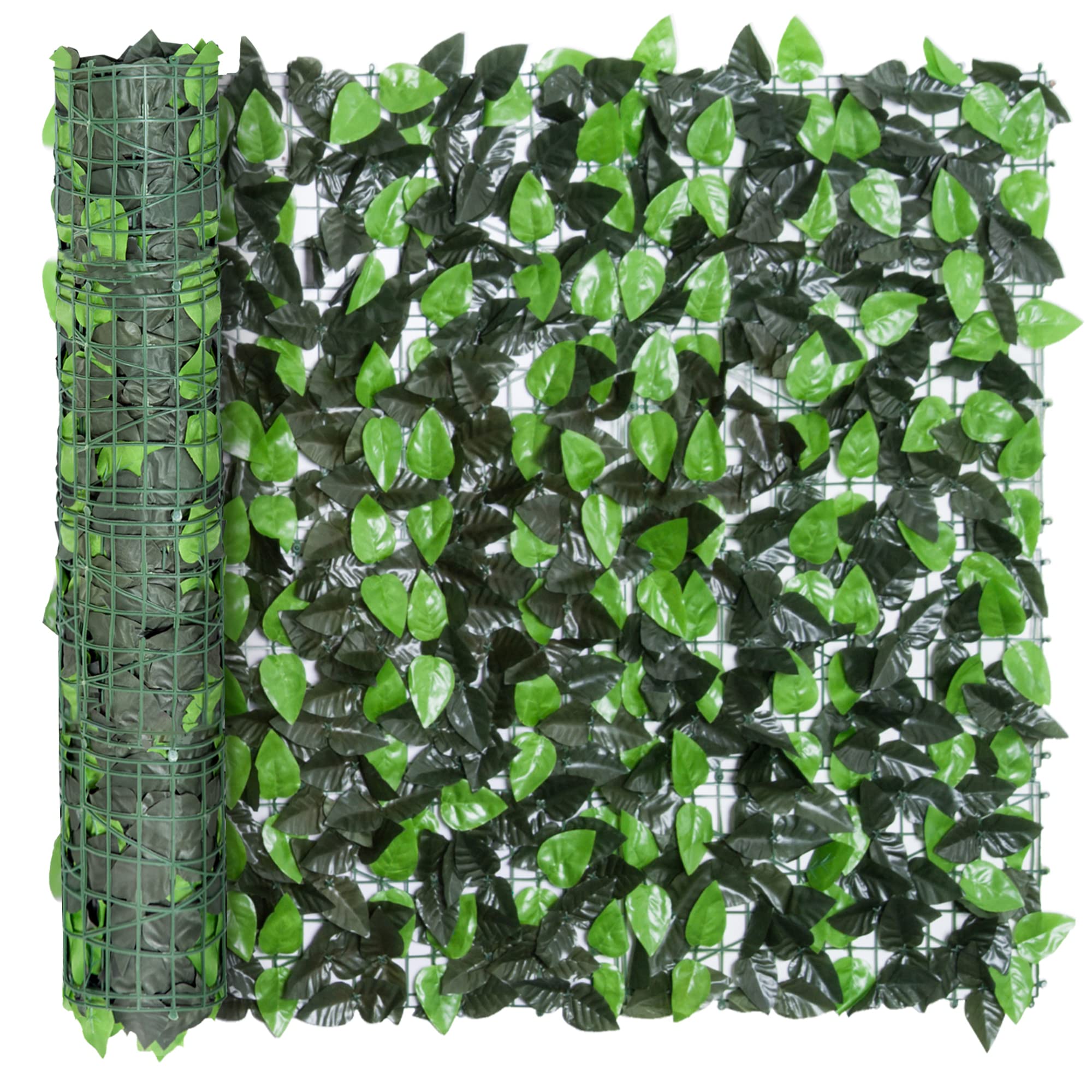 Outsunny Rotolo di Siepe Finta Artificiale 3x1 m per Balcone e Giardino, Finta Siepe in PE e Tessuto, Verde Chiaro e Verde Scuro