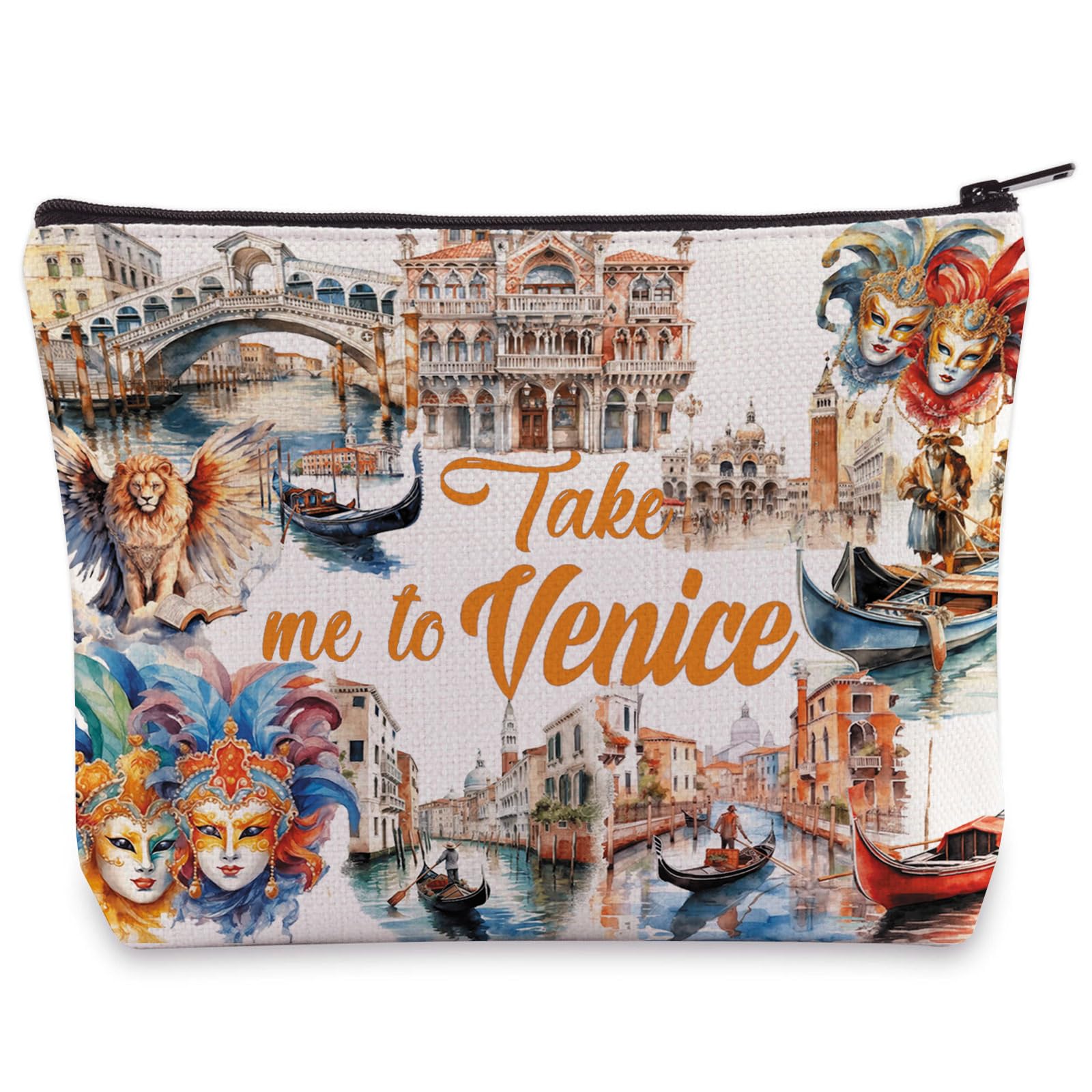 WZMPA Venice Italy Travel Cosmetic Bag Venice Vacation Gift Take Me To Venice Zipper Pouch Bag Venice Souvenirs Gift (Take Venice)
