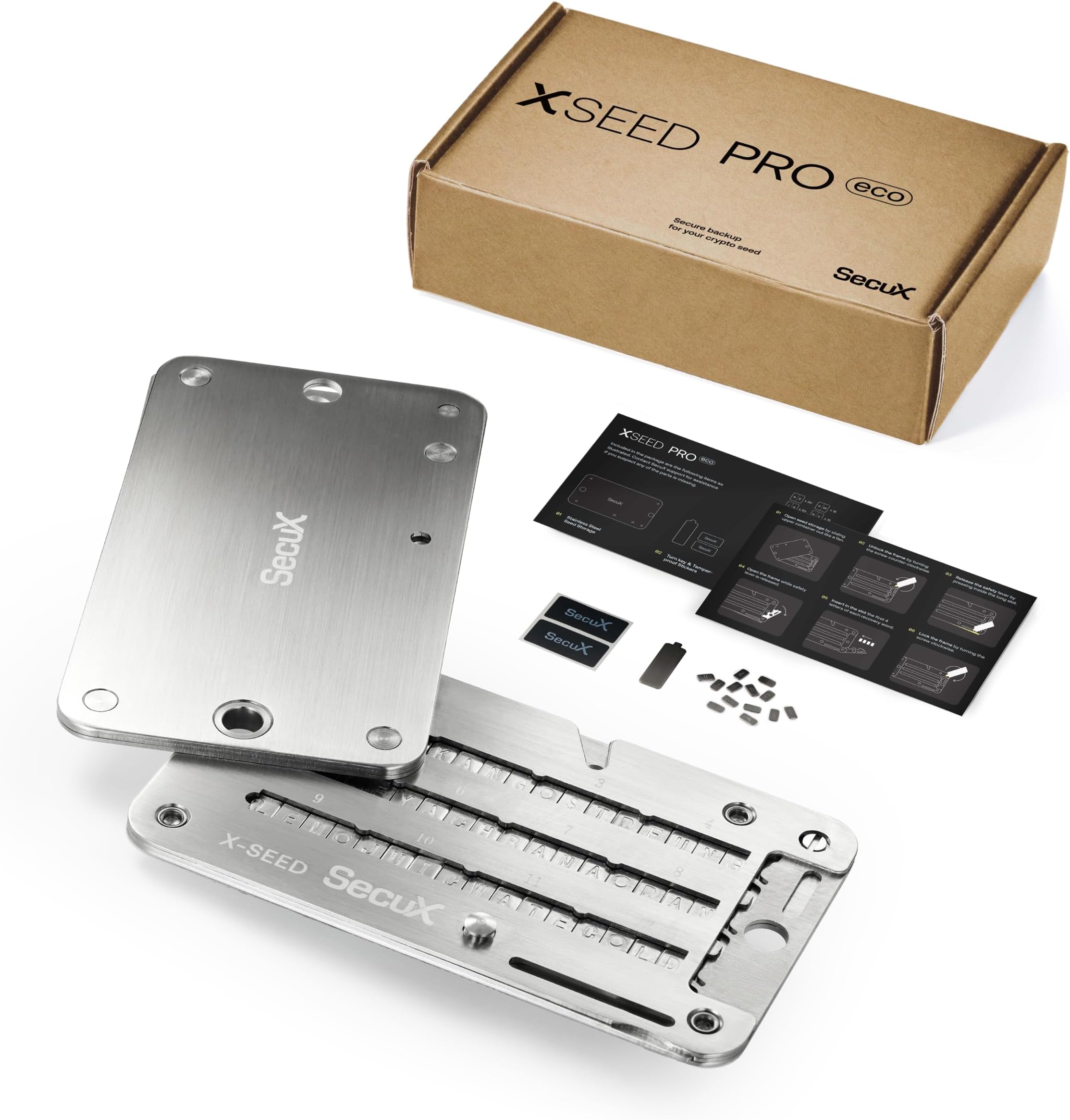 SecuX – XSEED PRO Eco - Indestructible Bitcoin Wallet Crypto Seed Storage Steel Plate - Compatible, Ledger, Hardware Wallets