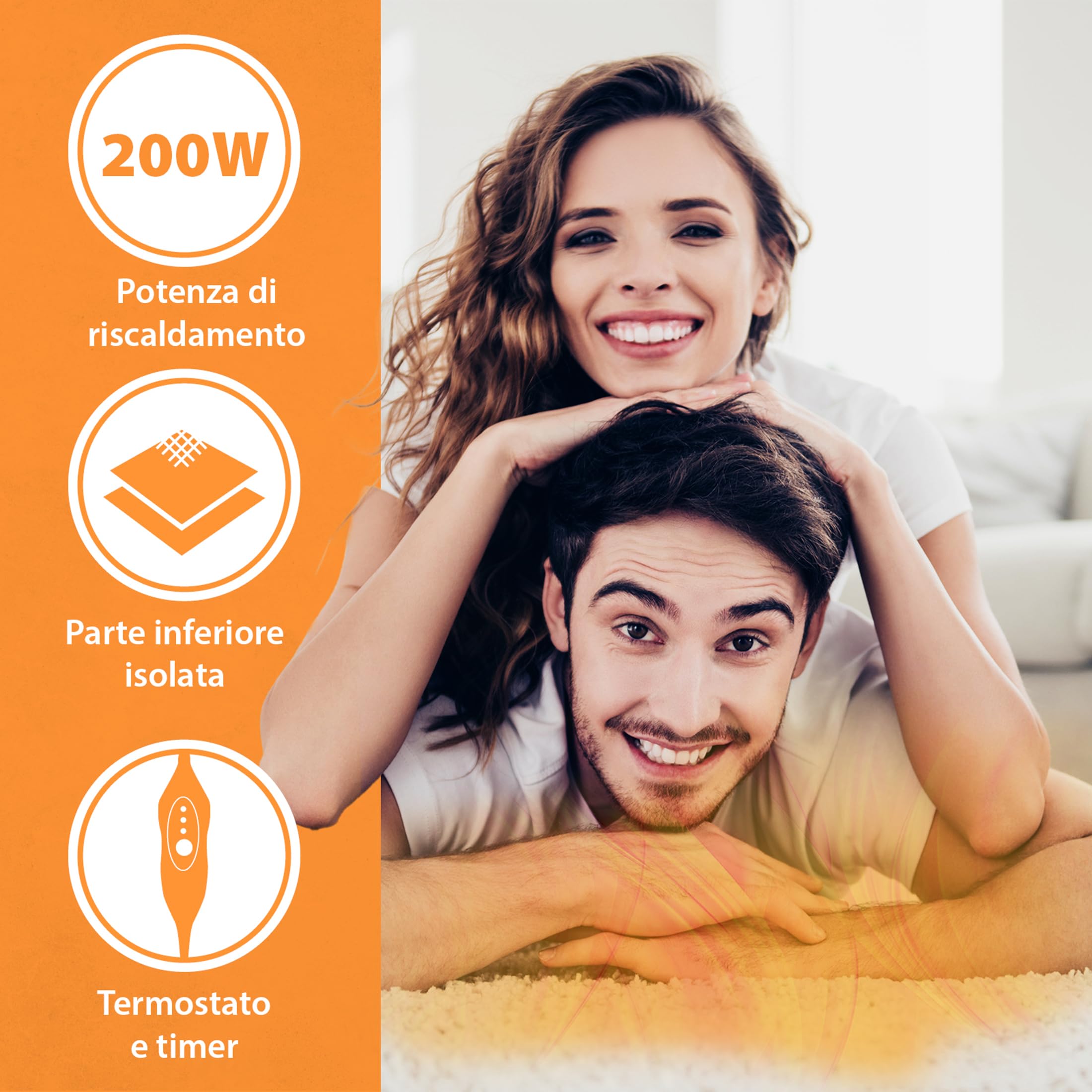 Mi-Heat Sotto tappeto riscaldabile 100x140 cm - Riscaldamento sotto il tappeto Tappeto riscaldante Zerbino Tappeto termico fino a 30 °C - 3 livelli di riscaldamento e timer
