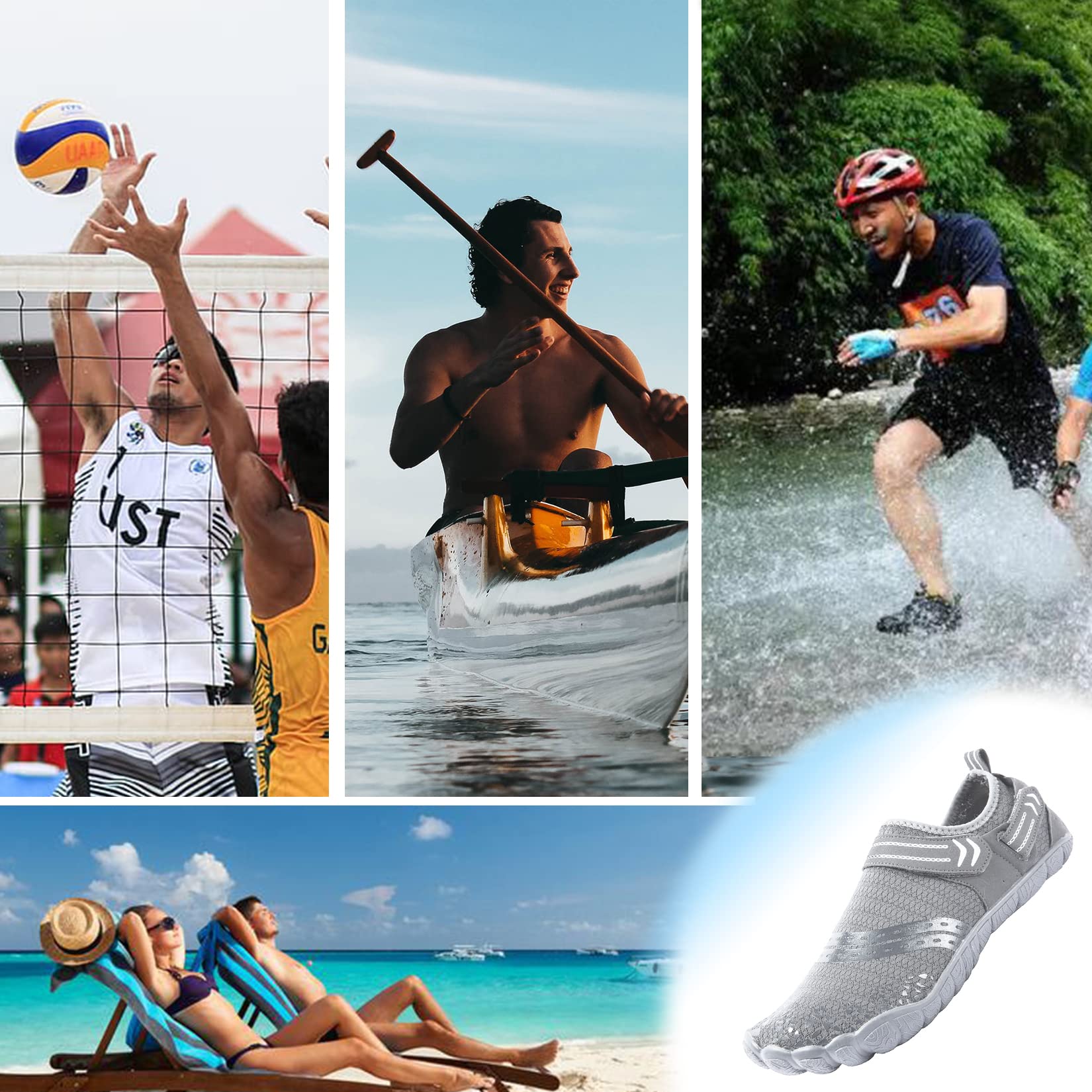 Josaywin Scarpe da Immersione Scarpe da Acqua Uomo Scarpe Estive da Passeggio Asciugatura Rapida Traspirante Antiscivolo Rete Scarpe da Trekking per Bagno Spiaggia Mare 40-50 EU