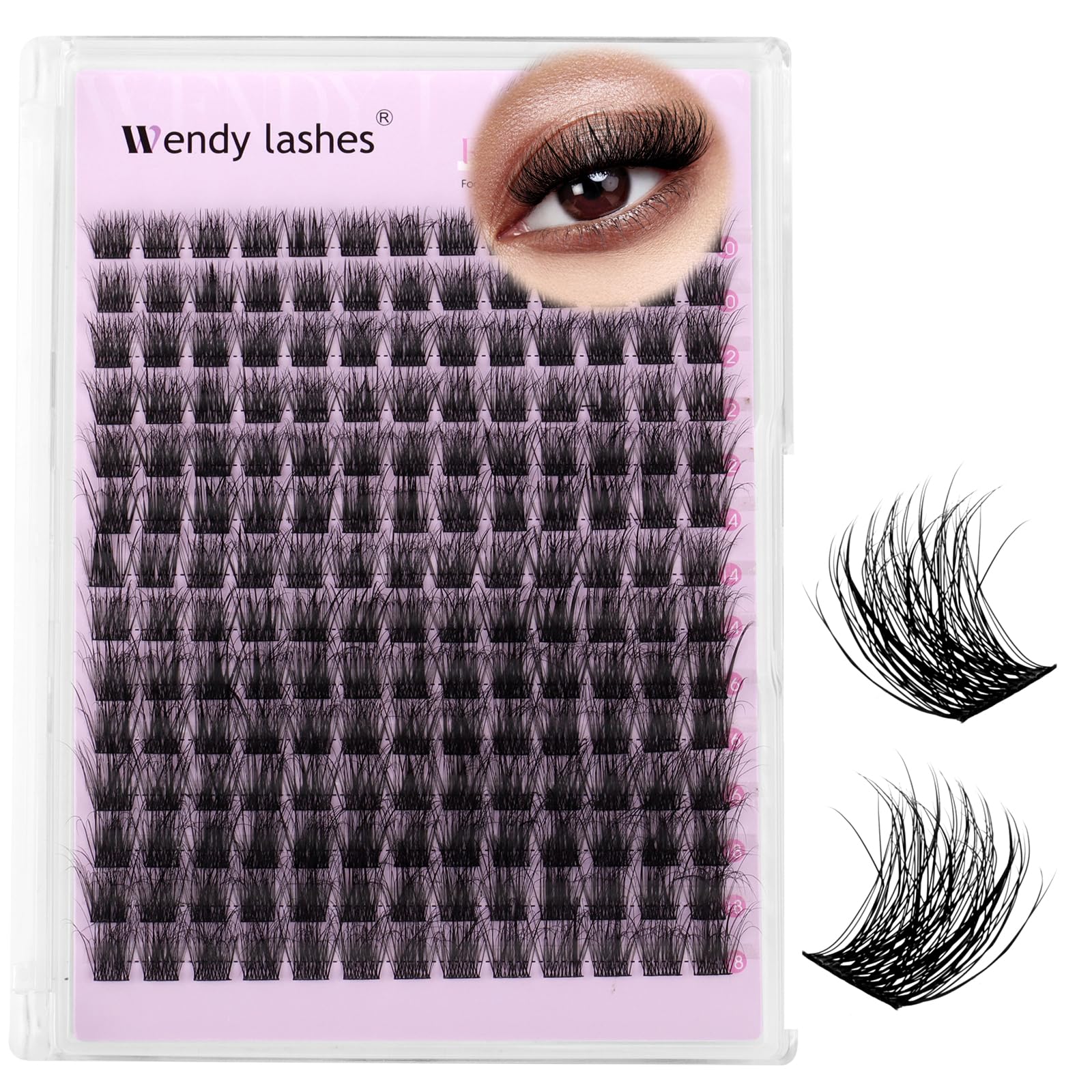 Cluster Lashes 3D Effect Individual Eyelashes Natural FD18-10-18mm Mixed Wispy Lash Clusters Reusable DIY Lash Extension at Home(FKDP-lash-FD18-3D)