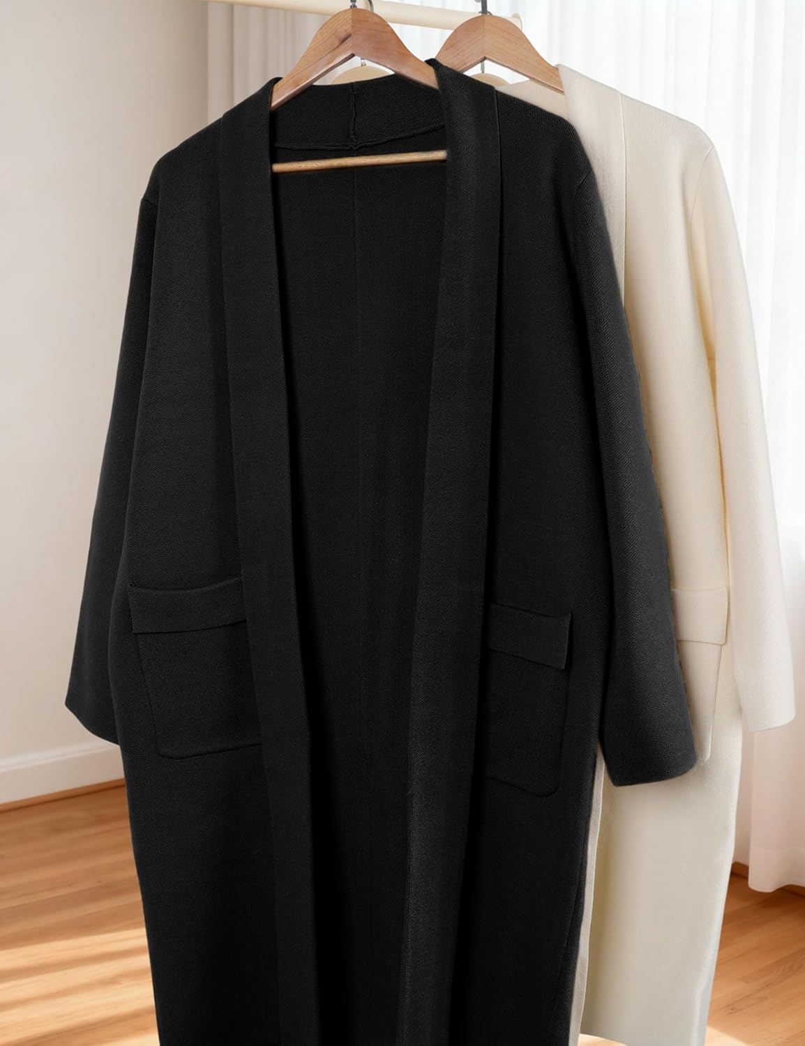 Hooever Women's Long Cardigans Oversized Chunky Knit Coatigan Fall Trendy Open Front Sweater Jackets with Pockets - Image 2