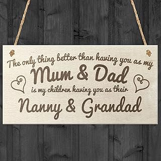 Red Ocean The Only Thing Better Than Having You As My Mum & Dad Is My Children Having You As Their Nanny & Grandad Shabby Chic Plaque Love Grandparents Gift Sign