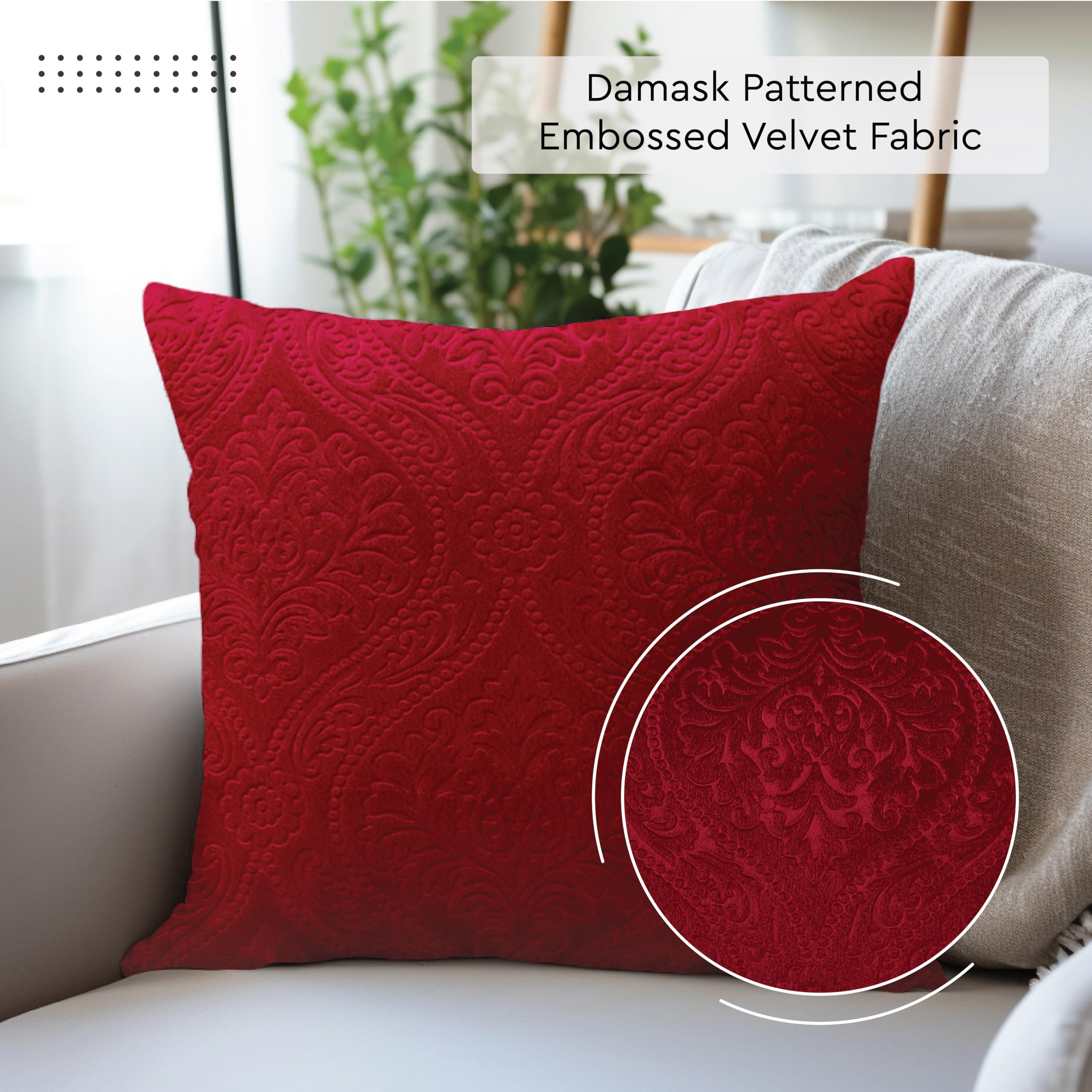 Encasa XO Luxury Embossed Velvet Cushion Covers, Plush Throw Pillow Covers For Elegant Living Rooms & Bedrooms - Image 3