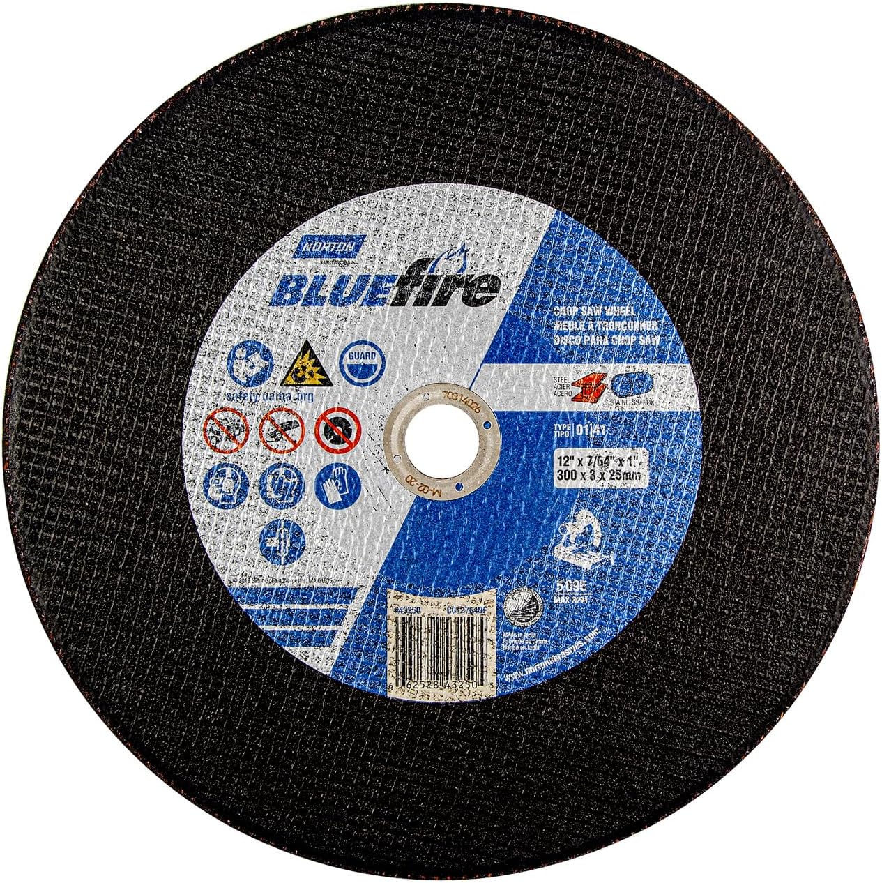 Norton 66252843250 12x7/64x1 In. BlueFire ZA/AO Chop Saw
