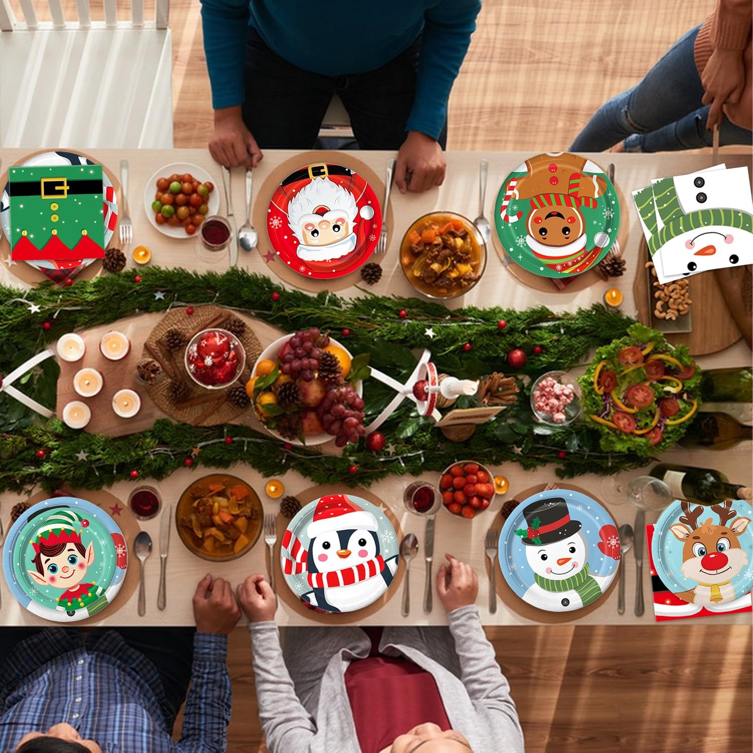 100 PCS Christmas Paper Plates and Napkins Sets Christmas Party Supplies - Dinner Plates, Dessert Plates, Napkins for Xmas Party Decorations, Serve 30