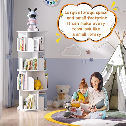 Miniatura 3 de Estantería giratoria, estantería de esquina de madera, estantería giratoria de 360 exhibiciones, estante de almacenamiento giratorio de 4 niveles,