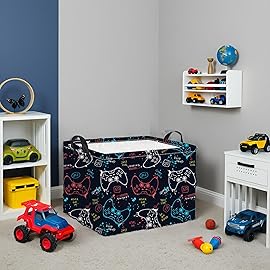 HIYAGON Rectangular Game Basket for Boys Kids Baby Storage Basket Storage Bin Organizer Box Room Decor(Game)