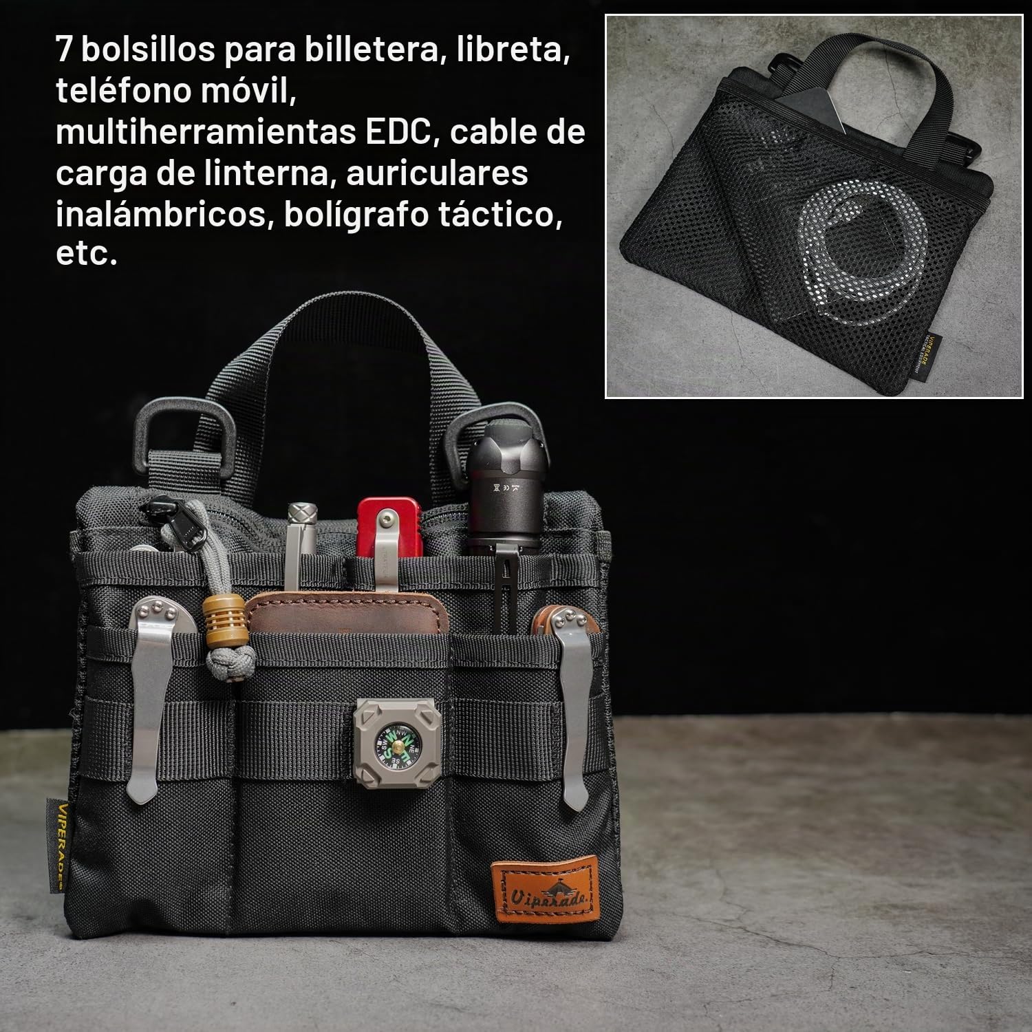 VIPERADE VE5 Bolso de Nailon para Axilas Al Aire Libre, de Hombro y Seguridad Portátil Multiusos para Hombres/Mujeres - Negro