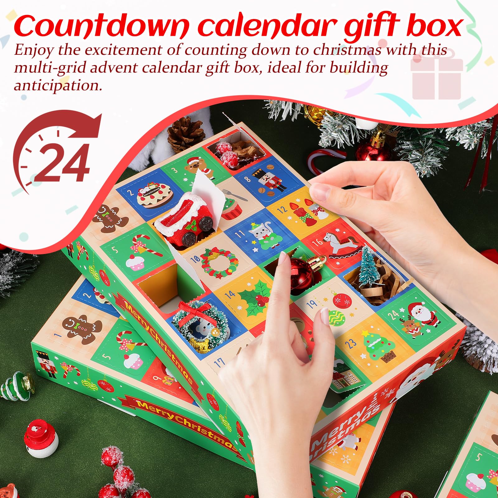 Paquete de 10 Cajas Vacías para Calendario de Adviento Navideño con 24